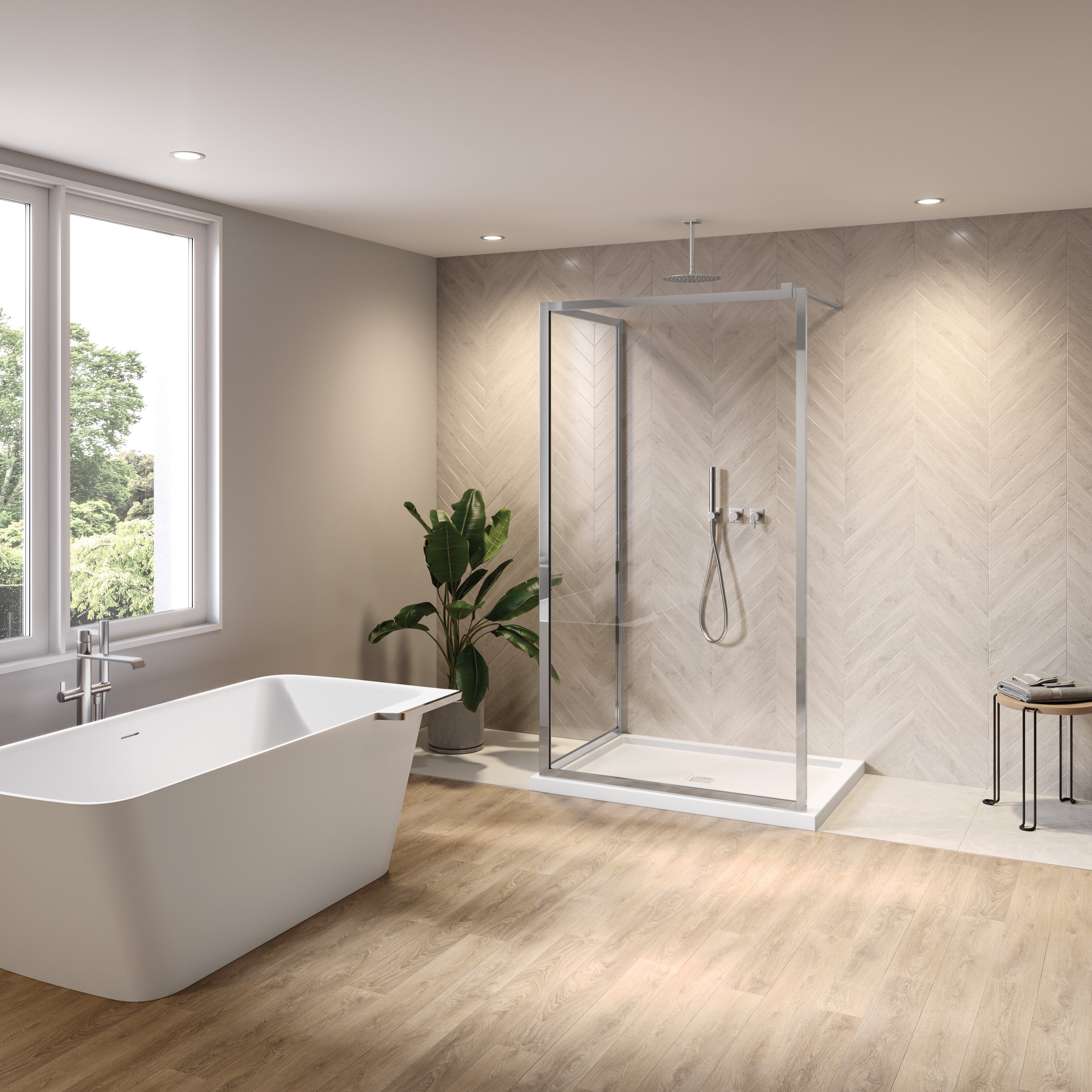 Elera Fixed shower panel Corner Shower Door