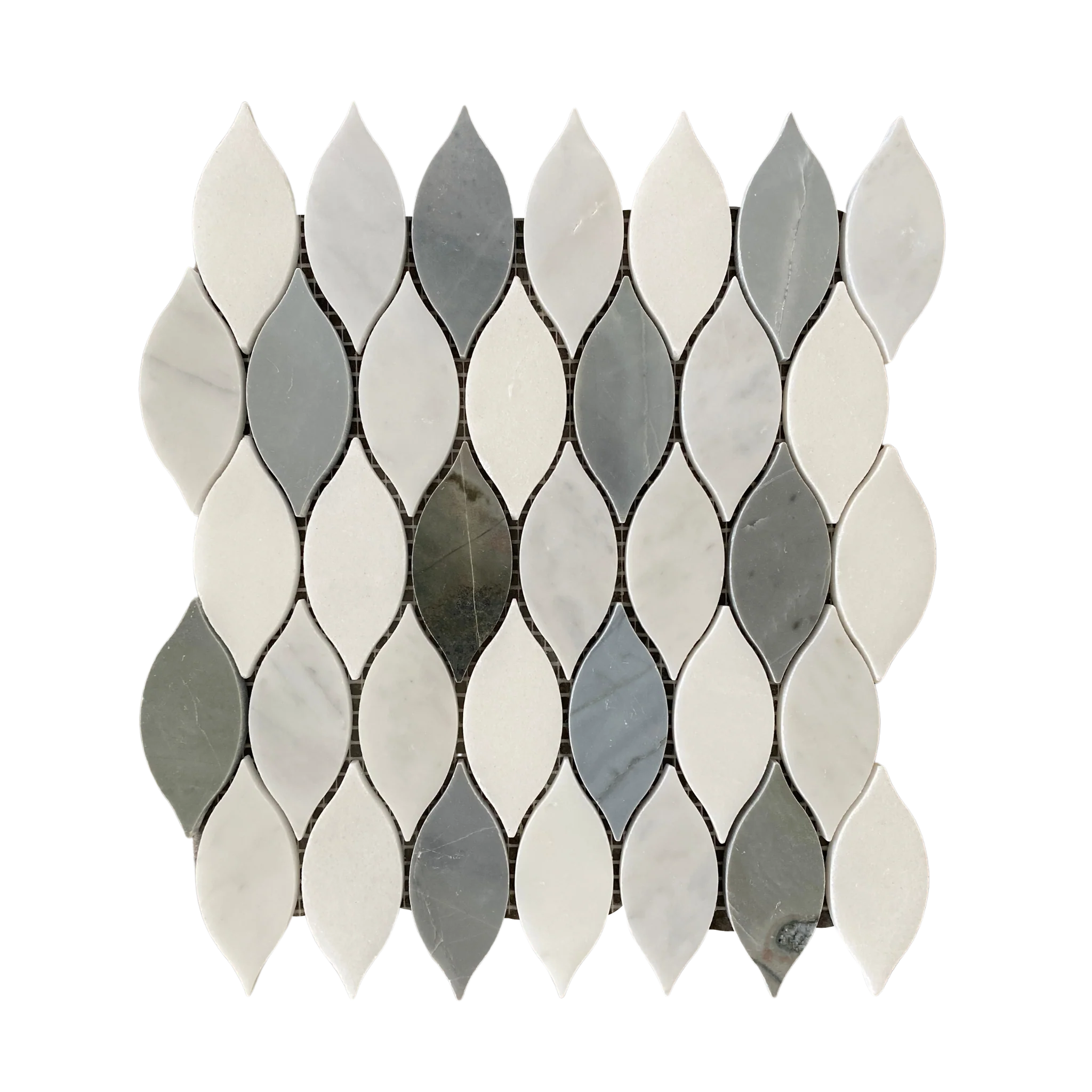 Teardrop Elongated White And Carrara With Blue Polished
