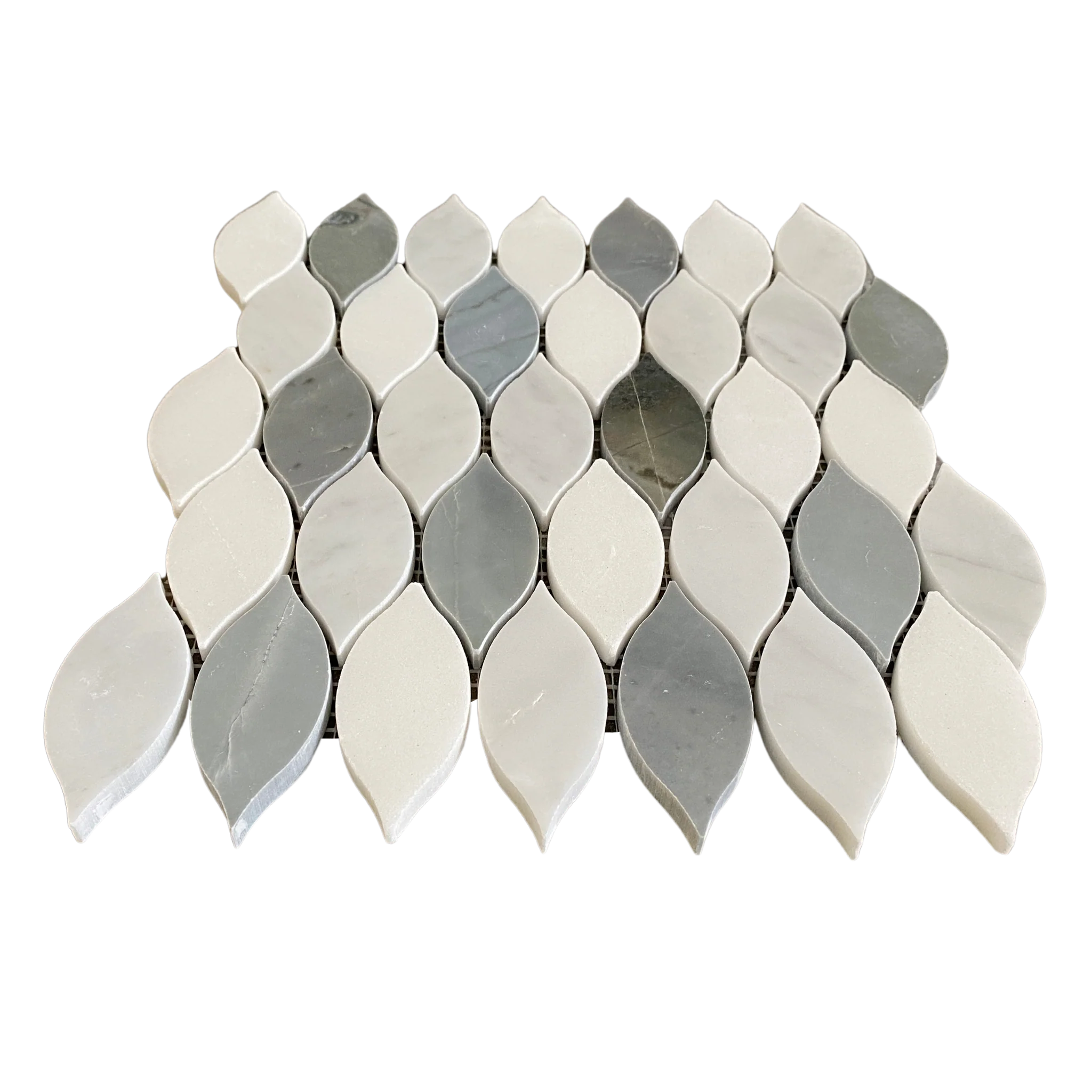Teardrop Elongated White And Carrara With Blue Polished