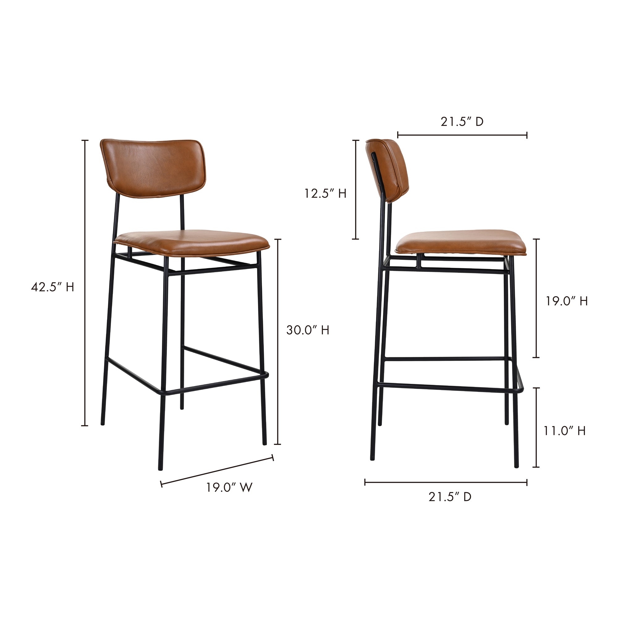 Moes Sailor Bar Stool Brown EQ-1014-03
