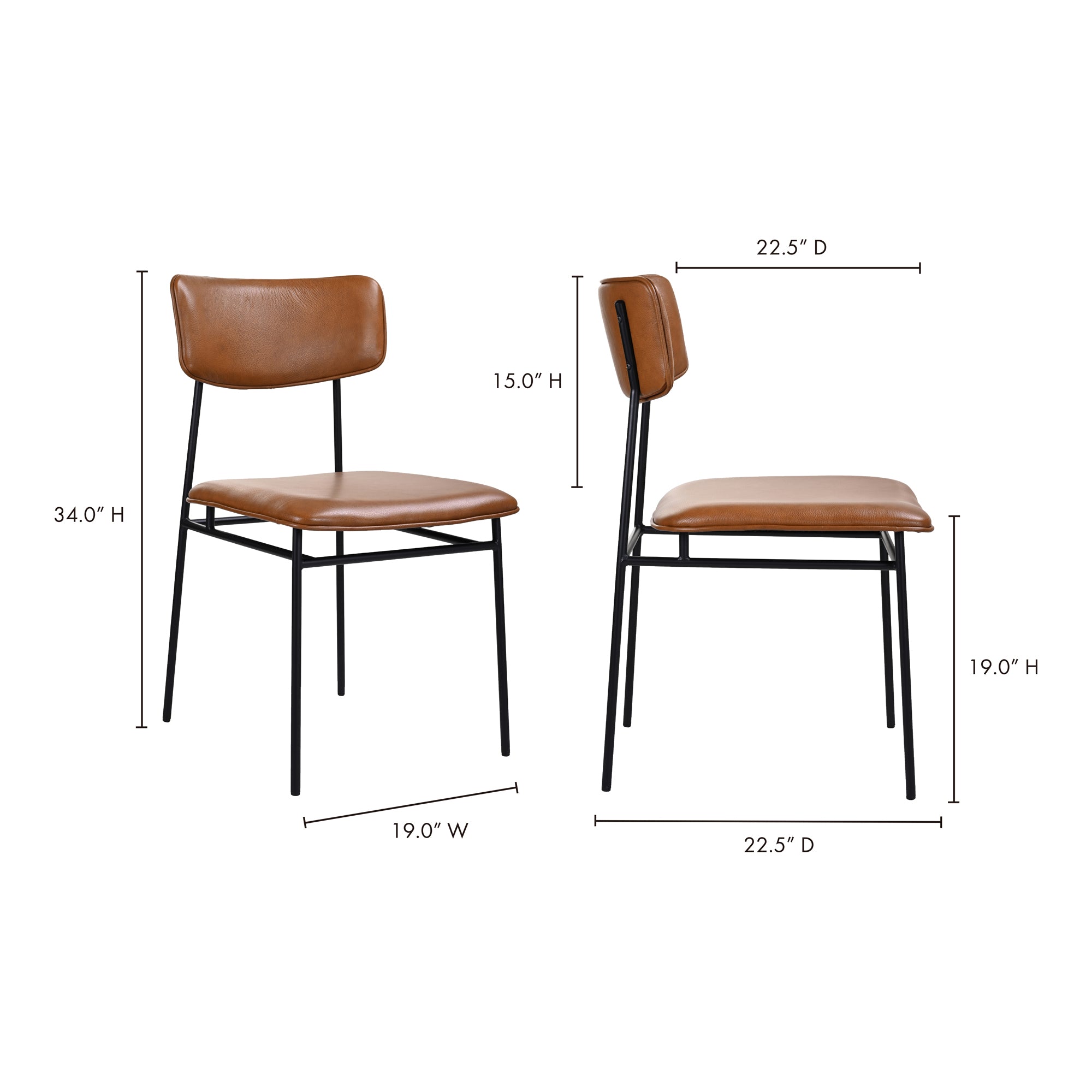 Moes Sailor Dining Chair Brown - Set Of Two EQ-1016-03