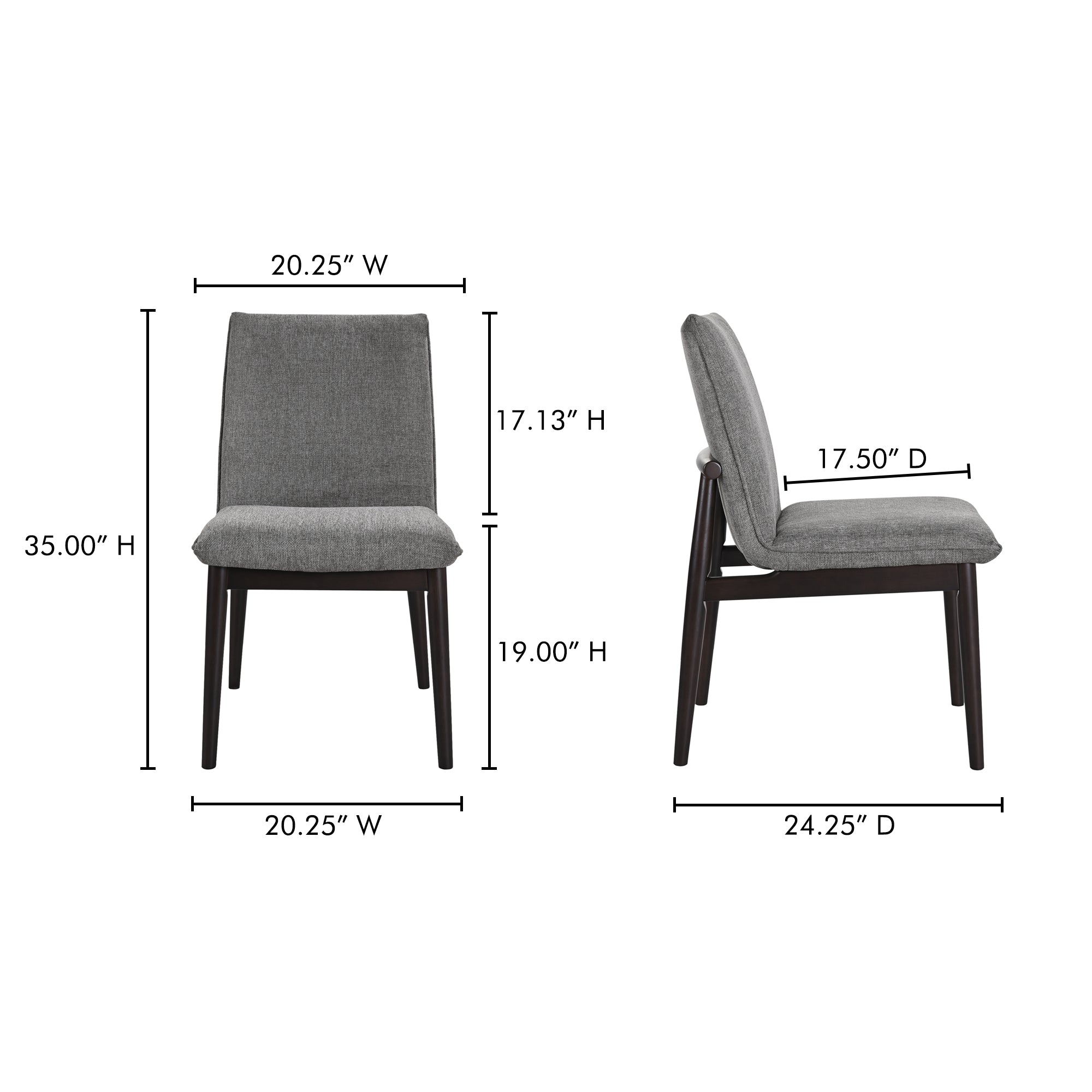 Moes Charlie Dining Chair Dark Grey – Set Of Two EQ-1023-25