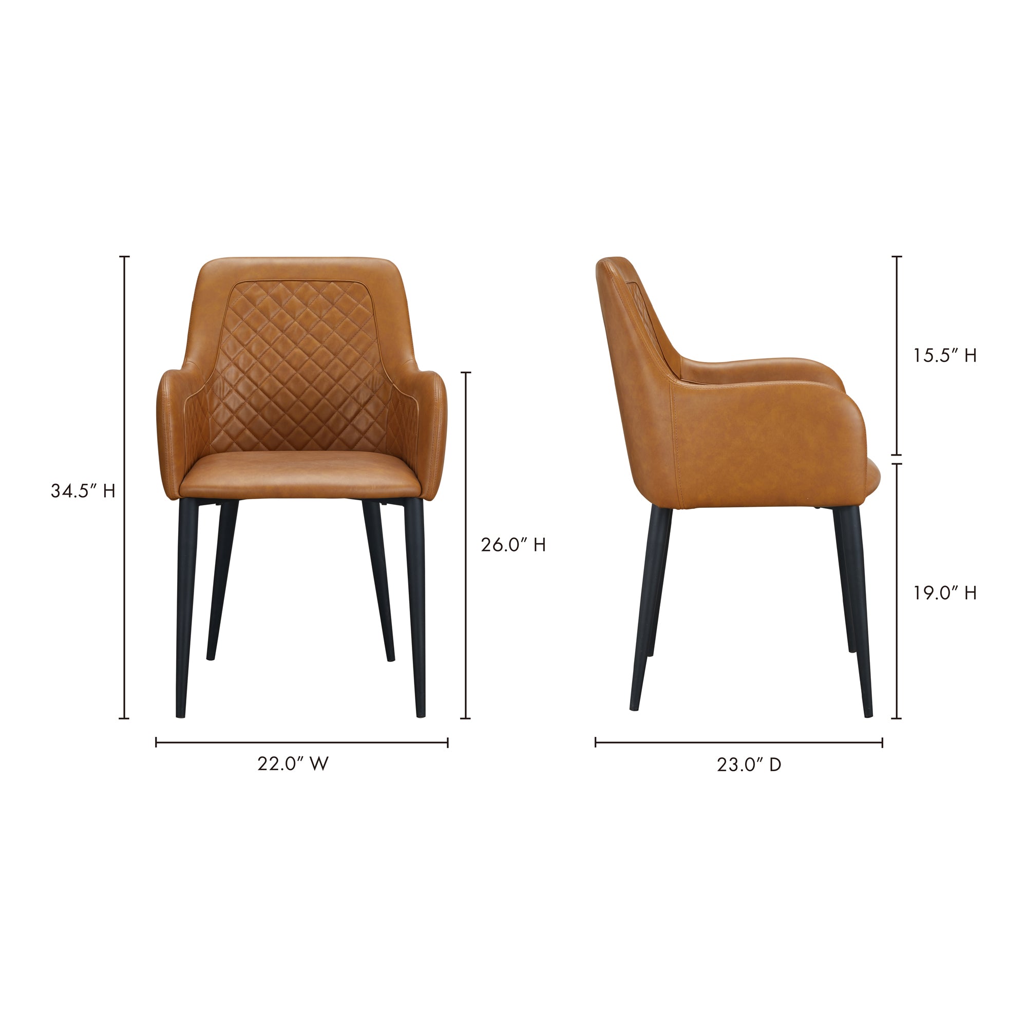 Moes Cantata Dining Chair Tawny Vegan Leather - Set Of Two ER-2040-40