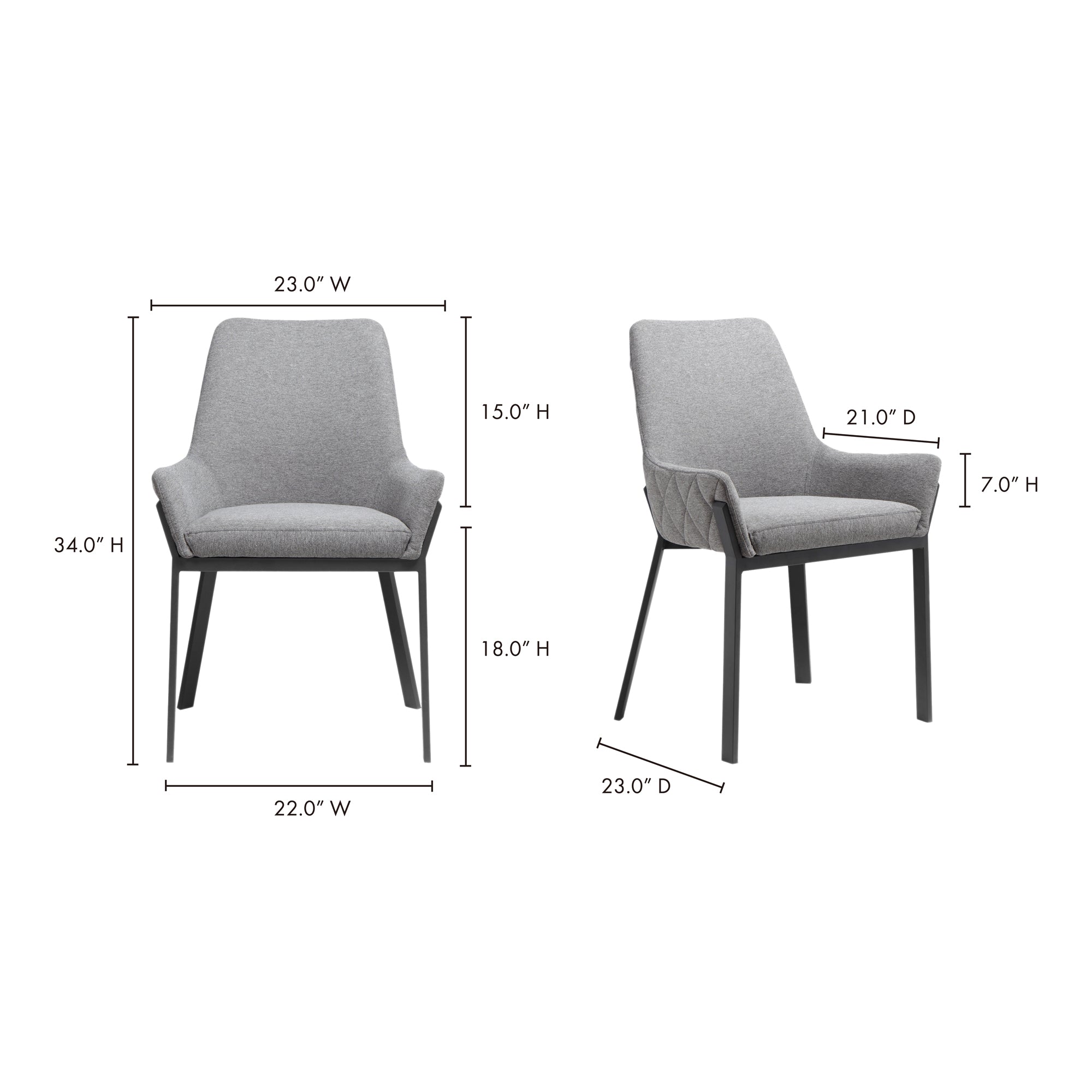 Moes Lloyd Dining Chair Dark Grey - Set Of Two ER-2082-25