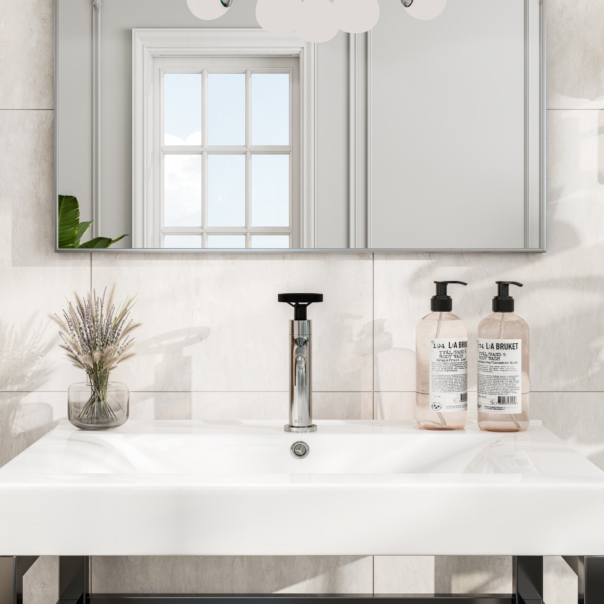 Eviva Enza Single-Handle Waterfall Single-Hole Bathroom Faucet with Deckplate Included in Chrome