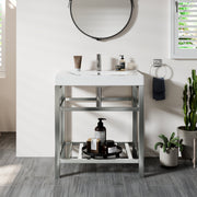 Eviva Stone Bath Vanity with Porcelain Top and Integrated Sink