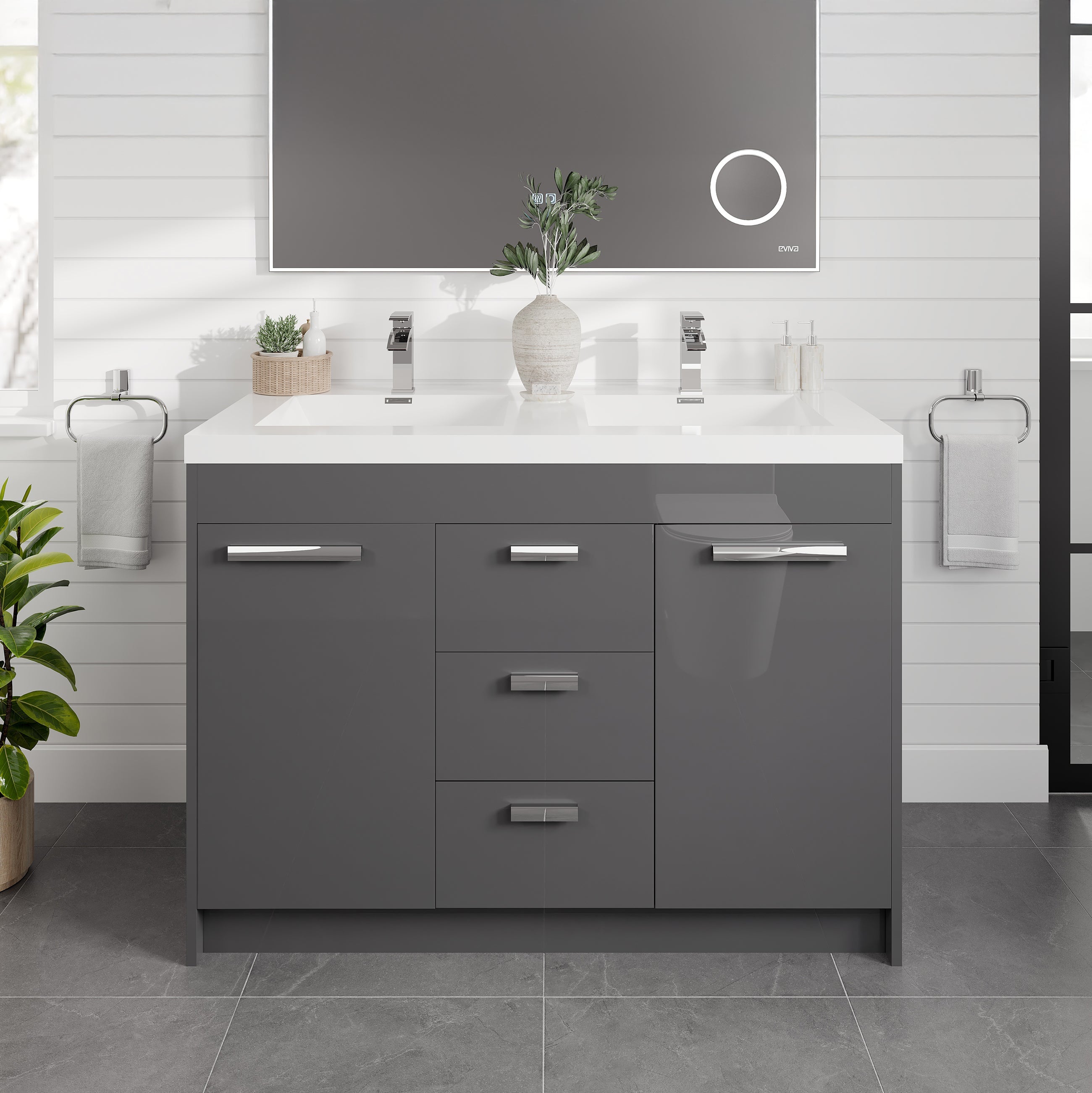 Eviva Lugano Bath Vanity with Acrylic Top and Integrated Sink (24"-84")
