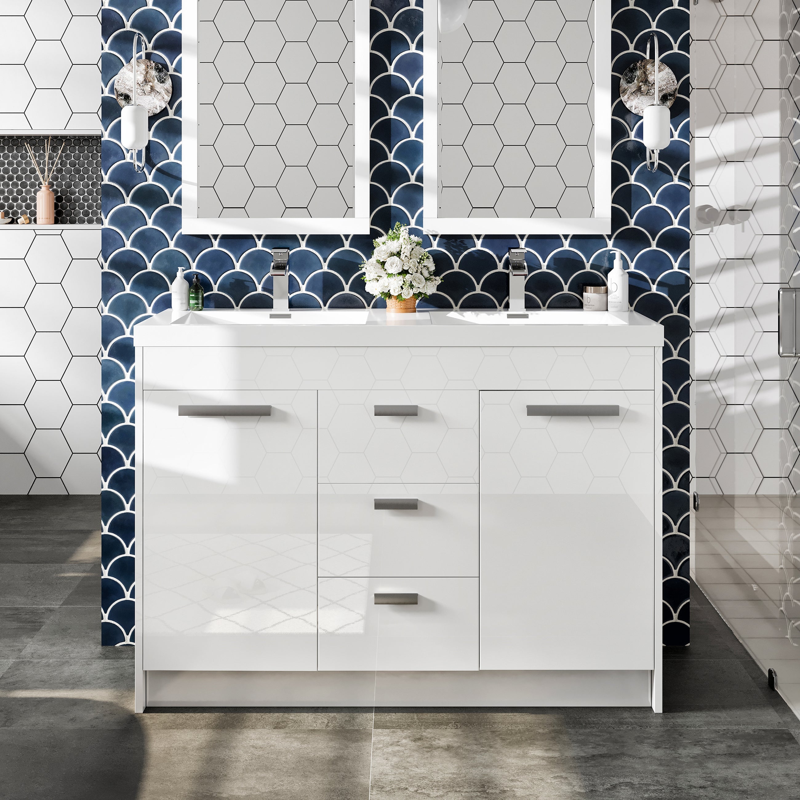 Eviva Lugano Bath Vanity with Acrylic Top and Integrated Sink (24"-84")