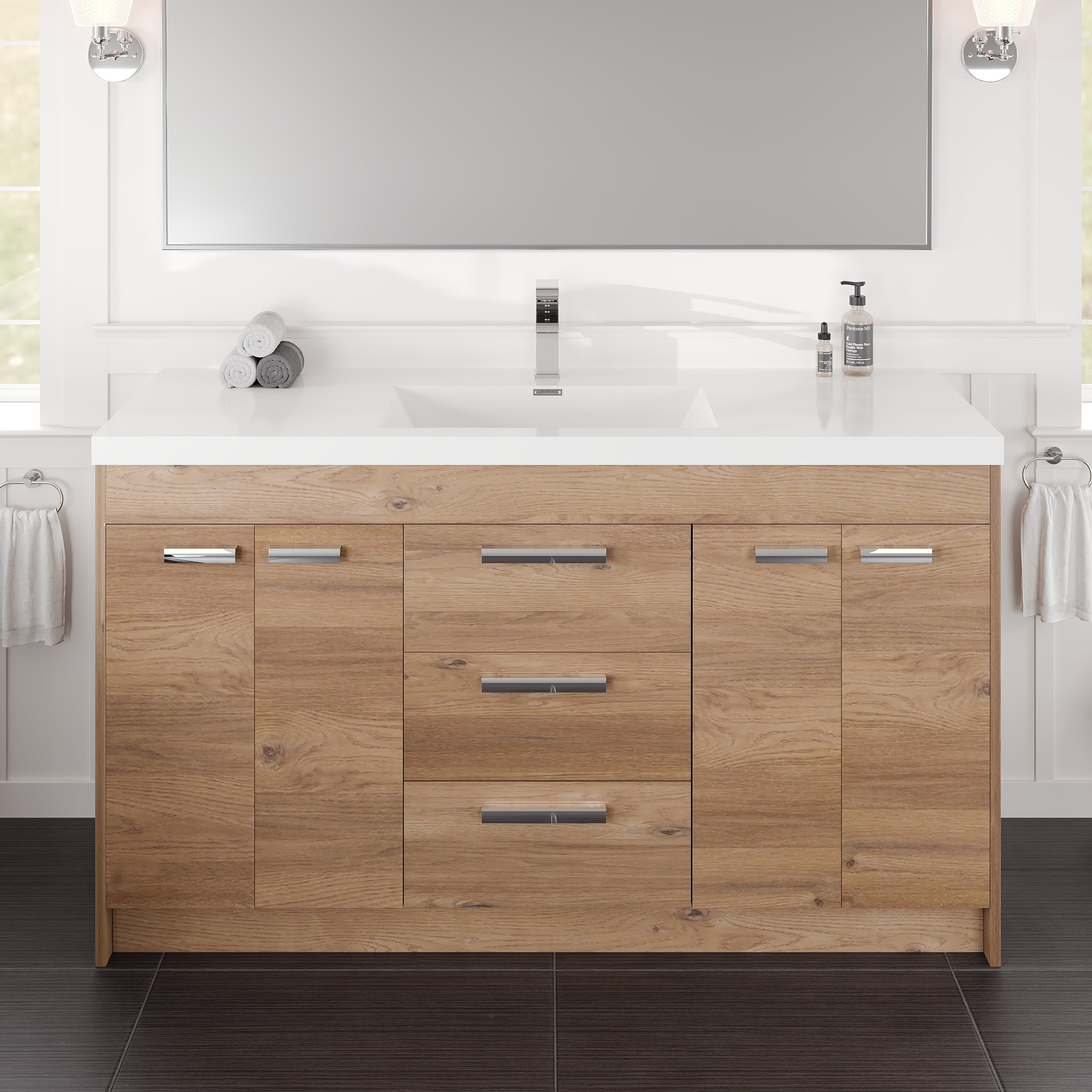 Eviva Lugano Bath Vanity with Acrylic Top and Integrated Sink (24"-84")
