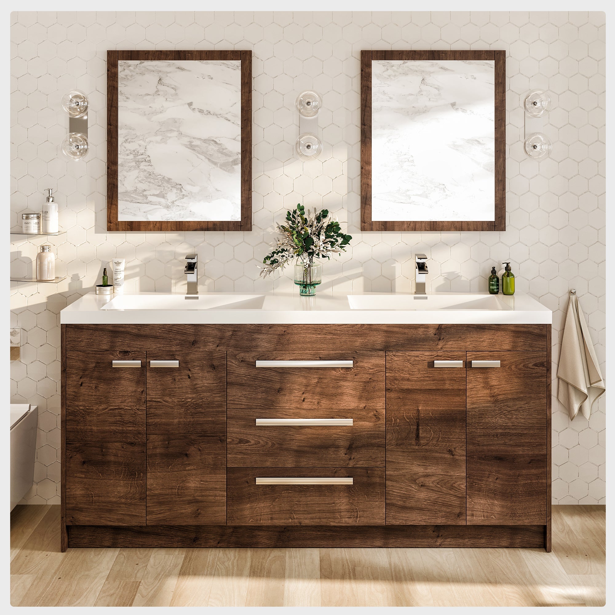 Eviva Lugano Bath Vanity with Acrylic Top and Integrated Sink (24"-84")