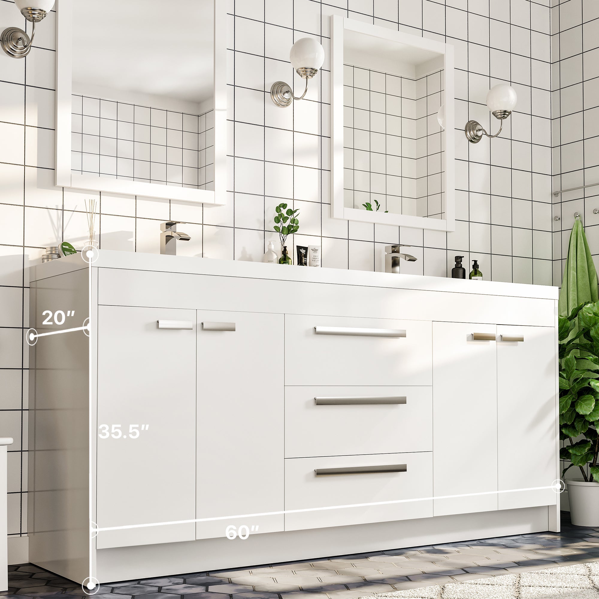 Eviva Lugano Bath Vanity with Acrylic Top and Integrated Sink (24"-84")