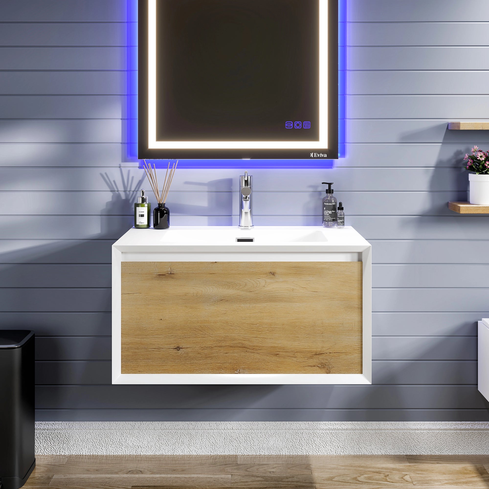 Eviva Venice Wall Mount Bath Vanity with Acrylic Top and Integrated Sink