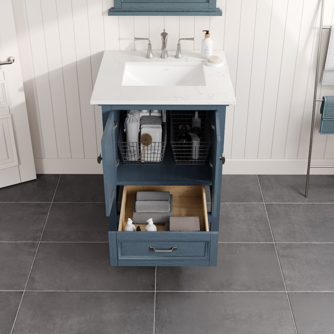 Eviva Britney Bath Vanity with Carrara Quartz Top and Undermount Porcelain Sink (24"-72")