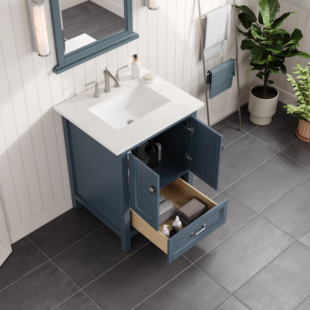 Eviva Britney Bath Vanity with Carrara Quartz Top and Undermount Porcelain Sink (24"-72")