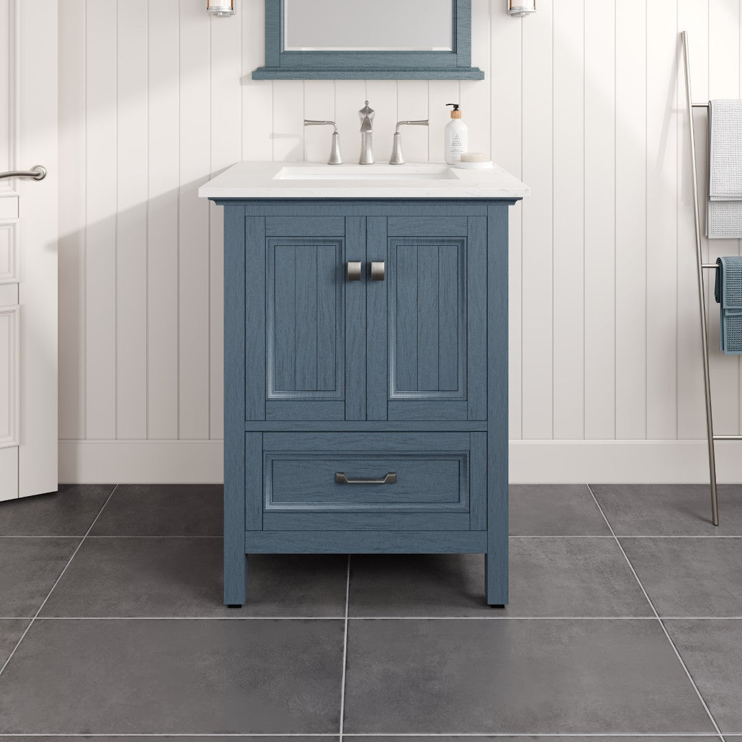 Eviva Britney Bath Vanity with Carrara Quartz Top and Undermount Porcelain Sink (24"-72")