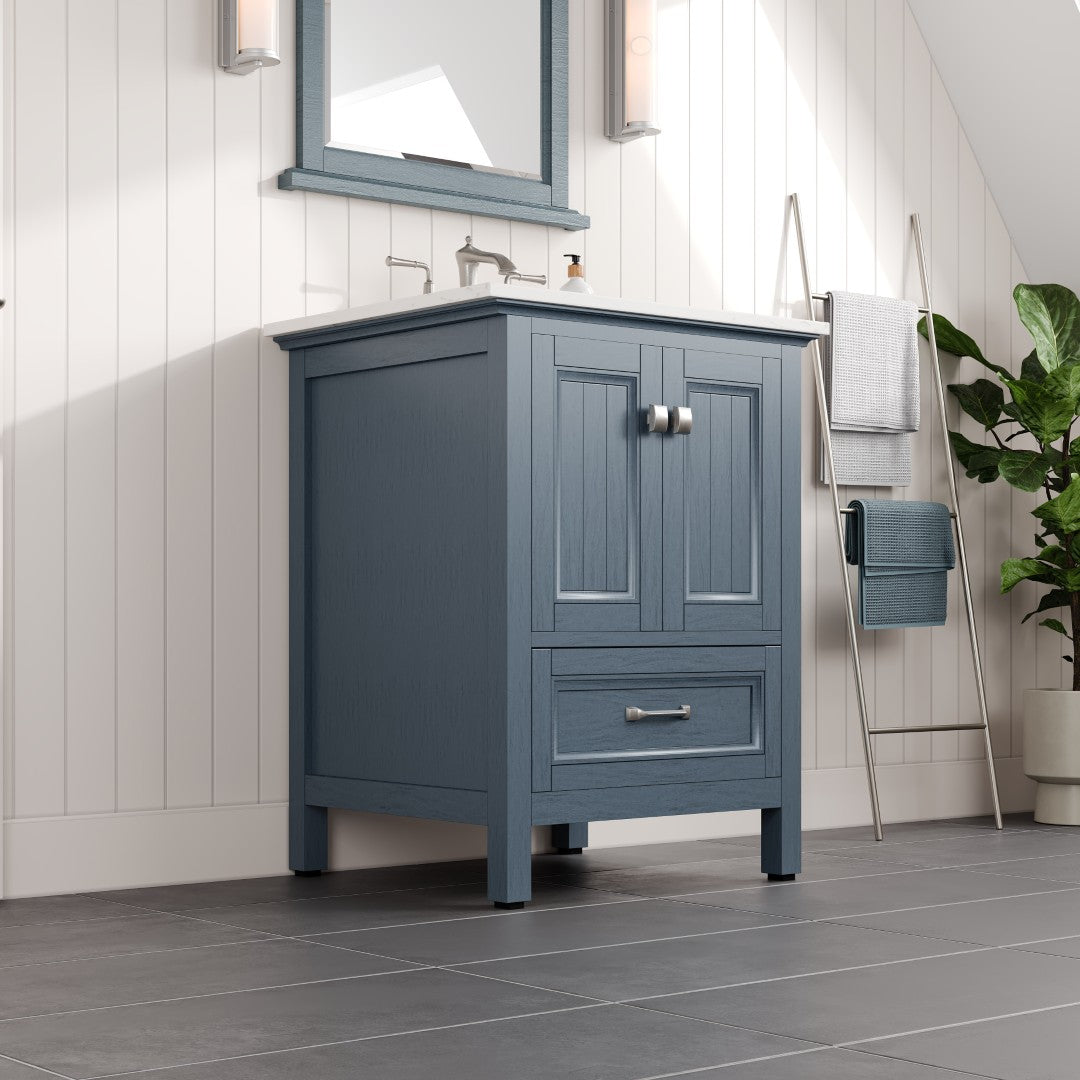 Eviva Britney Bath Vanity with Carrara Quartz Top and Undermount Porcelain Sink (24"-72")