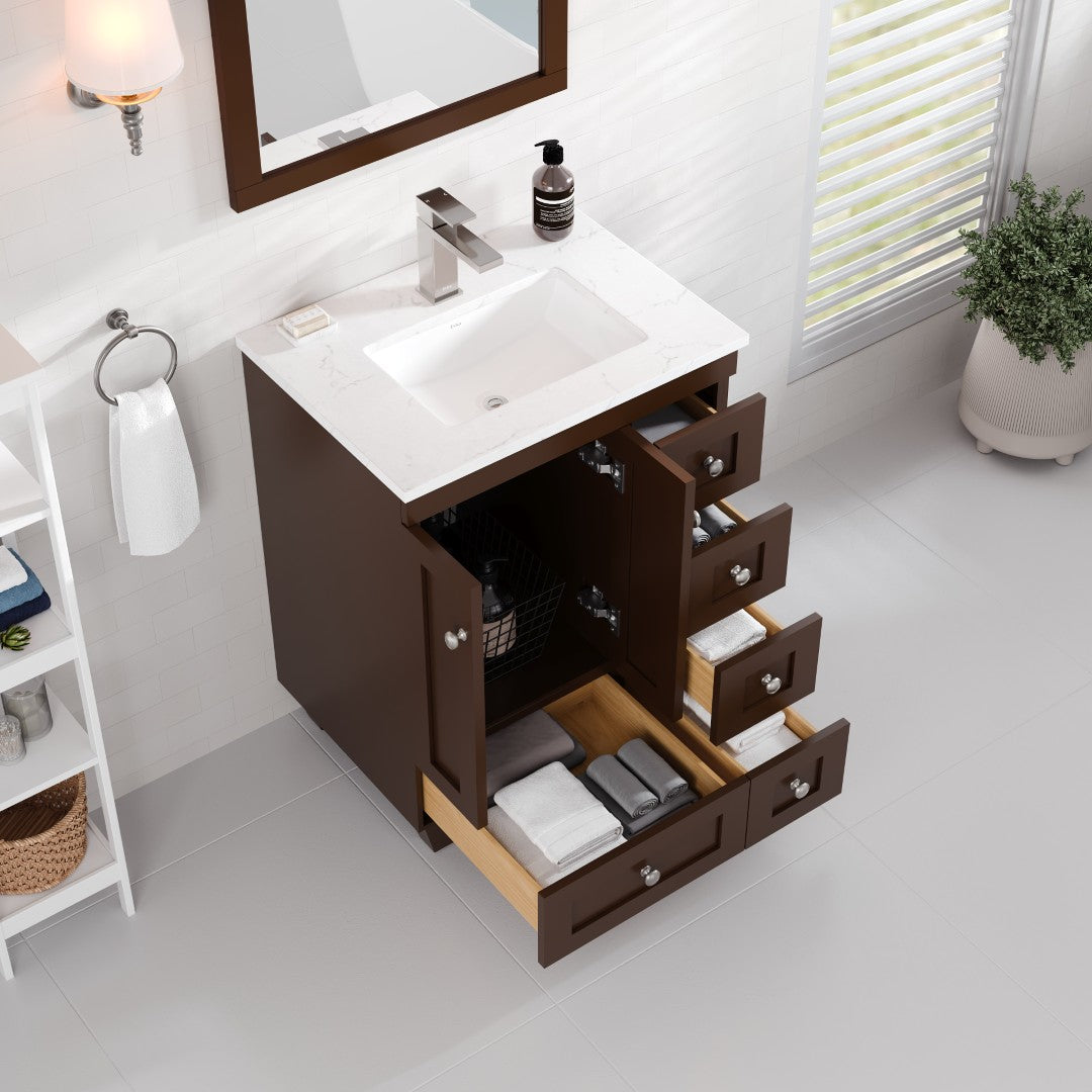 Eviva Acclaim Bath Vanity with Counter Top and Undermount Porcelain Sink (24"-30")
