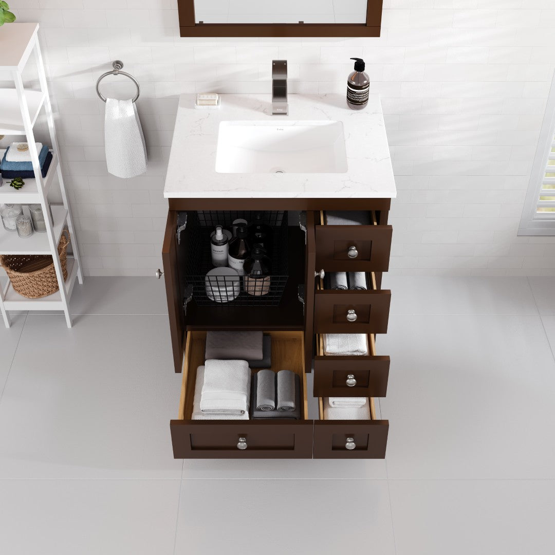 Eviva Acclaim Bath Vanity with Counter Top and Undermount Porcelain Sink (24"-30")