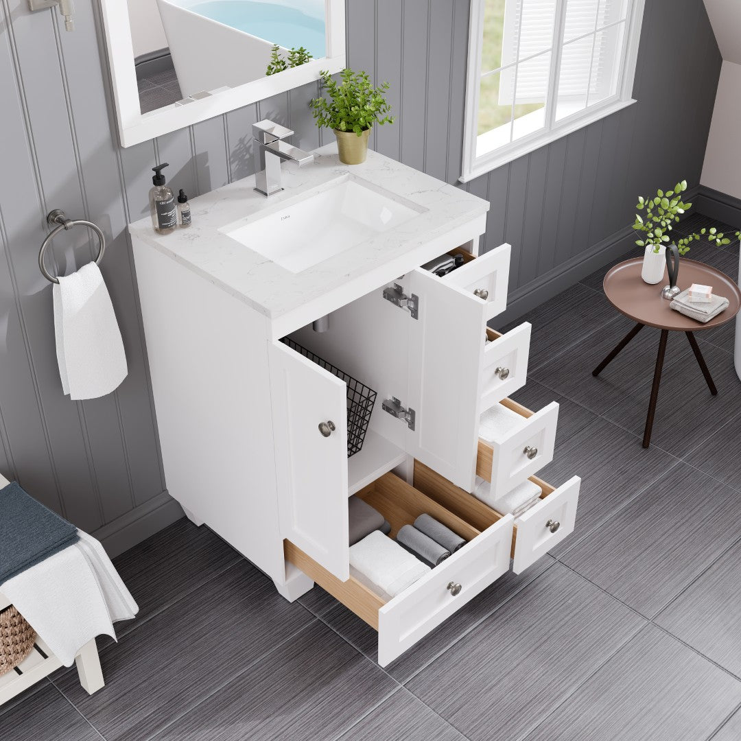 Eviva Acclaim Bath Vanity with Counter Top and Undermount Porcelain Sink (24"-30")