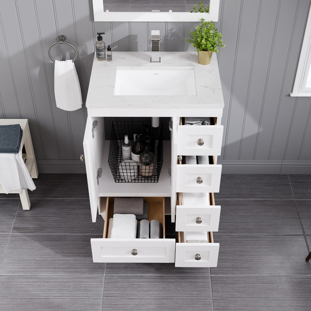 Eviva Acclaim Bath Vanity with Counter Top and Undermount Porcelain Sink (24"-30")