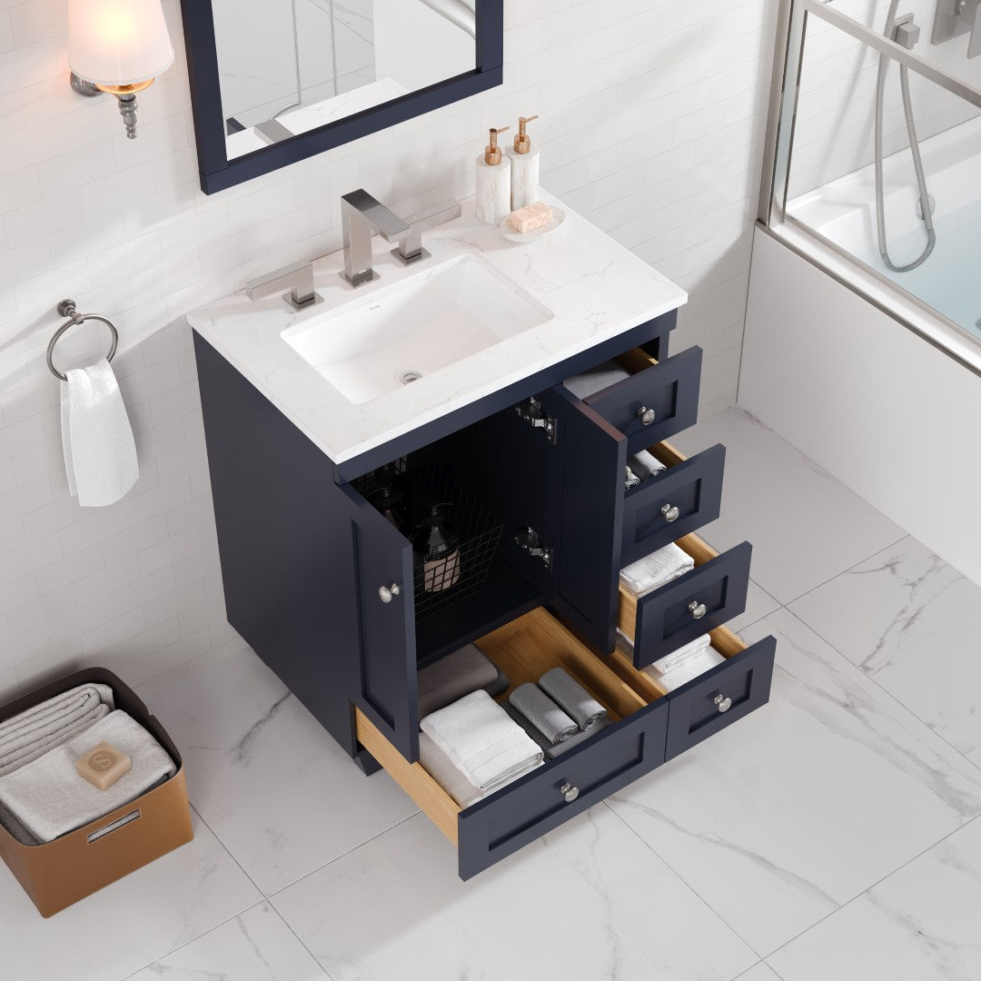 Eviva Acclaim Bath Vanity with Counter Top and Undermount Porcelain Sink (24"-30")