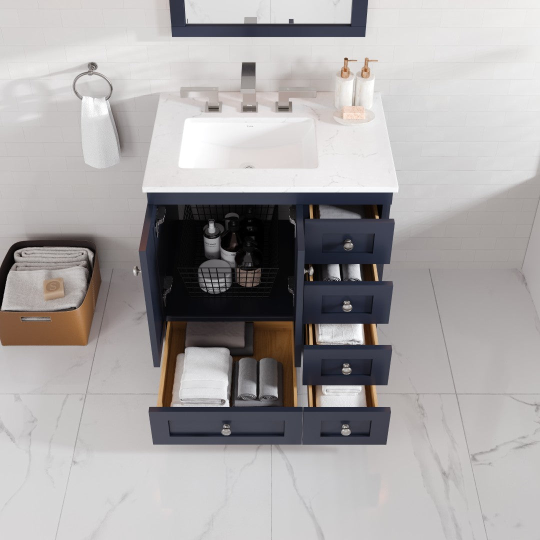 Eviva Acclaim Bath Vanity with Counter Top and Undermount Porcelain Sink (24"-30")