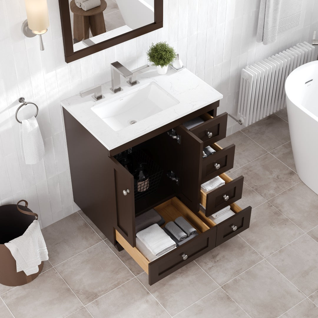 Eviva Acclaim Bath Vanity with Counter Top and Undermount Porcelain Sink (24"-30")
