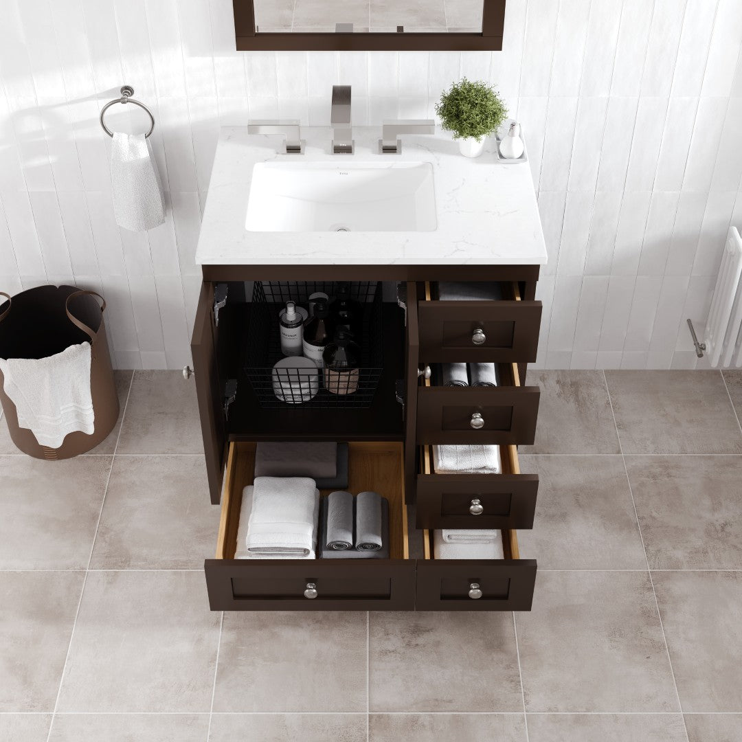 Eviva Acclaim Bath Vanity with Counter Top and Undermount Porcelain Sink (24"-30")