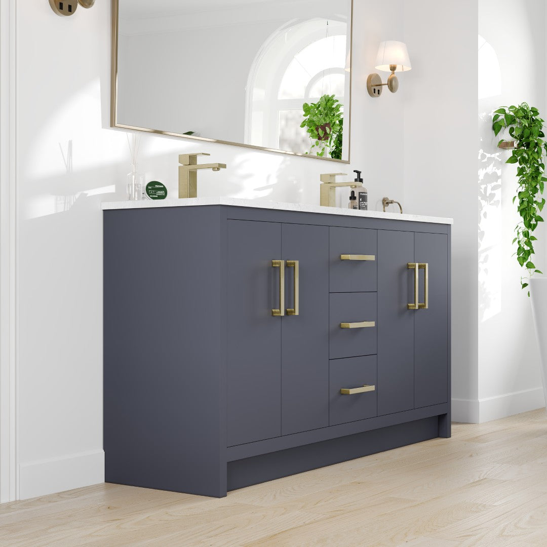 Eviva Curio Bath Vanity with Carrara Quartz Top and Undermount Porcelain Sink (24"-60")