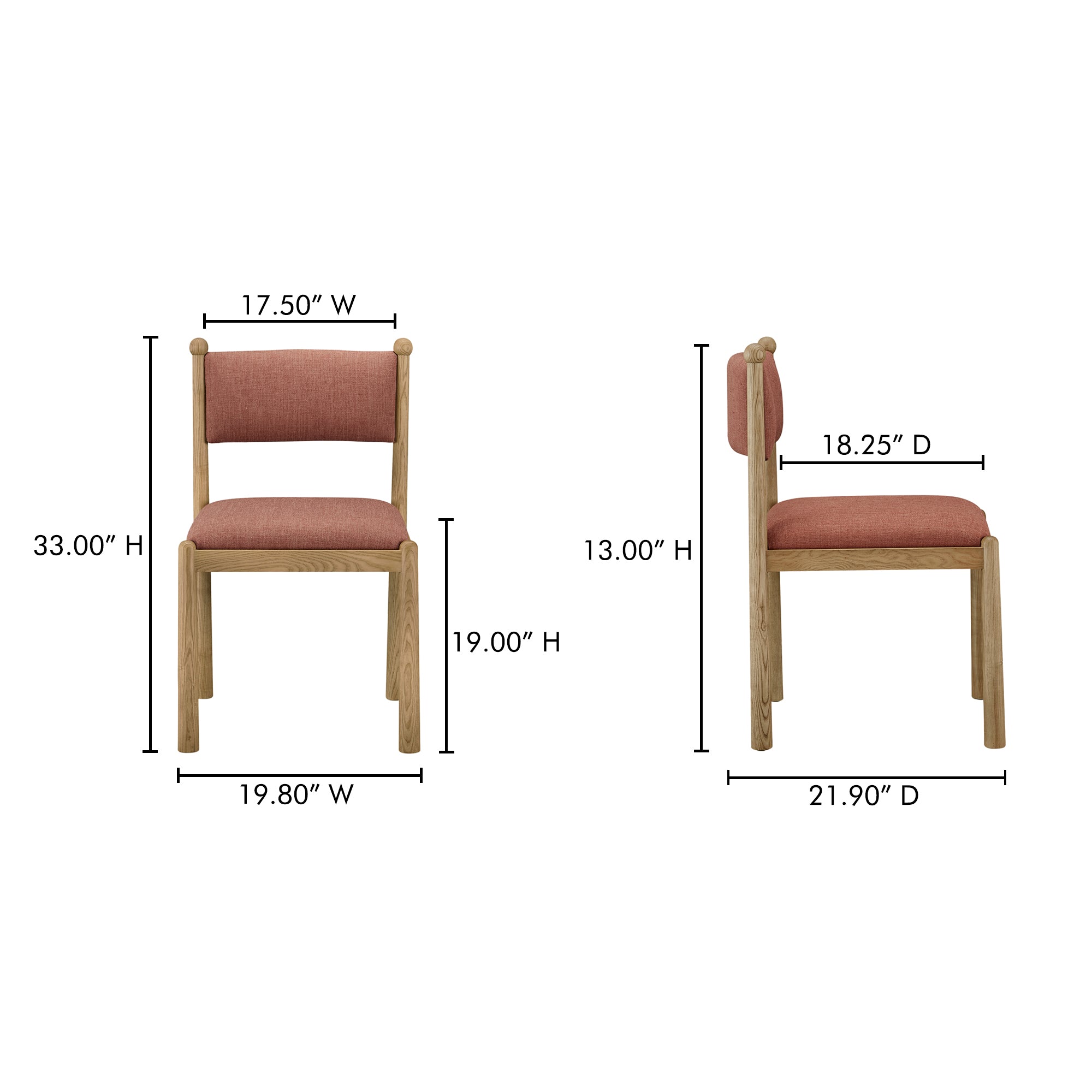 Moes Villetta Dining Chair Deep Pink - Set Of Two EW-1032-33