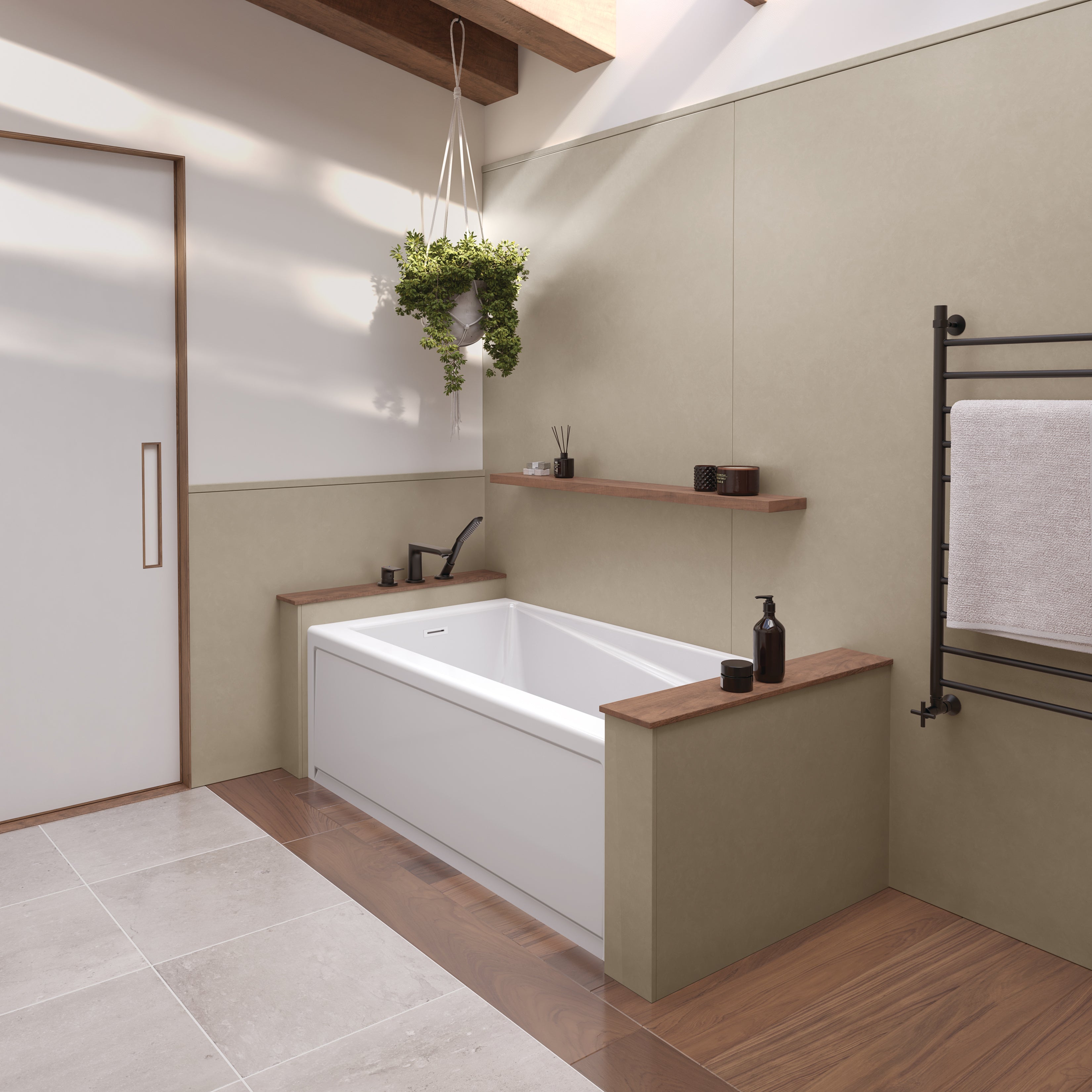 MAAX Exhibit 6032 IFS AFR 107950 Acrylic Alcove Bathtub with Linear Overflow – White