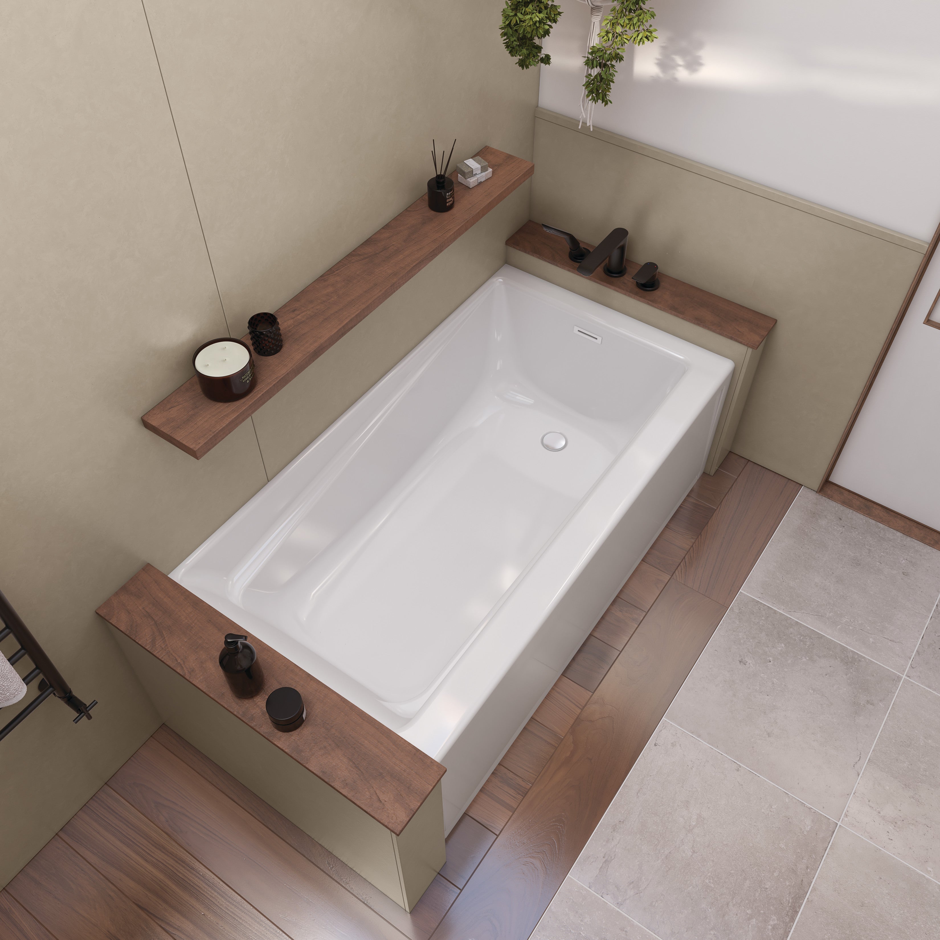 MAAX Exhibit 6032 IFS AFR 107950 Acrylic Alcove Bathtub with Linear Overflow – White