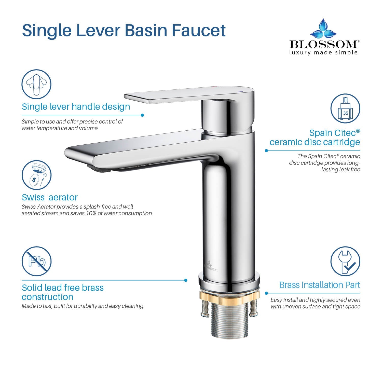 Blossom Single Handle Lavatory Faucet F1 102