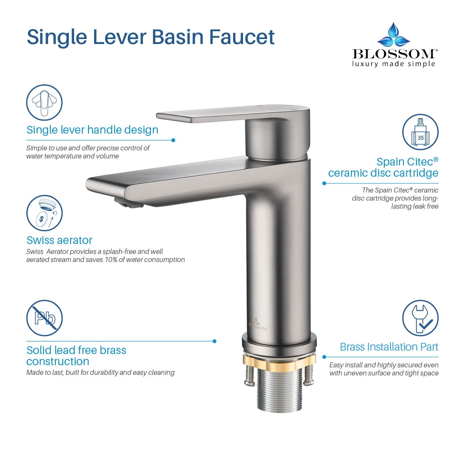 Blossom Single Handle Lavatory Faucet F1 102
