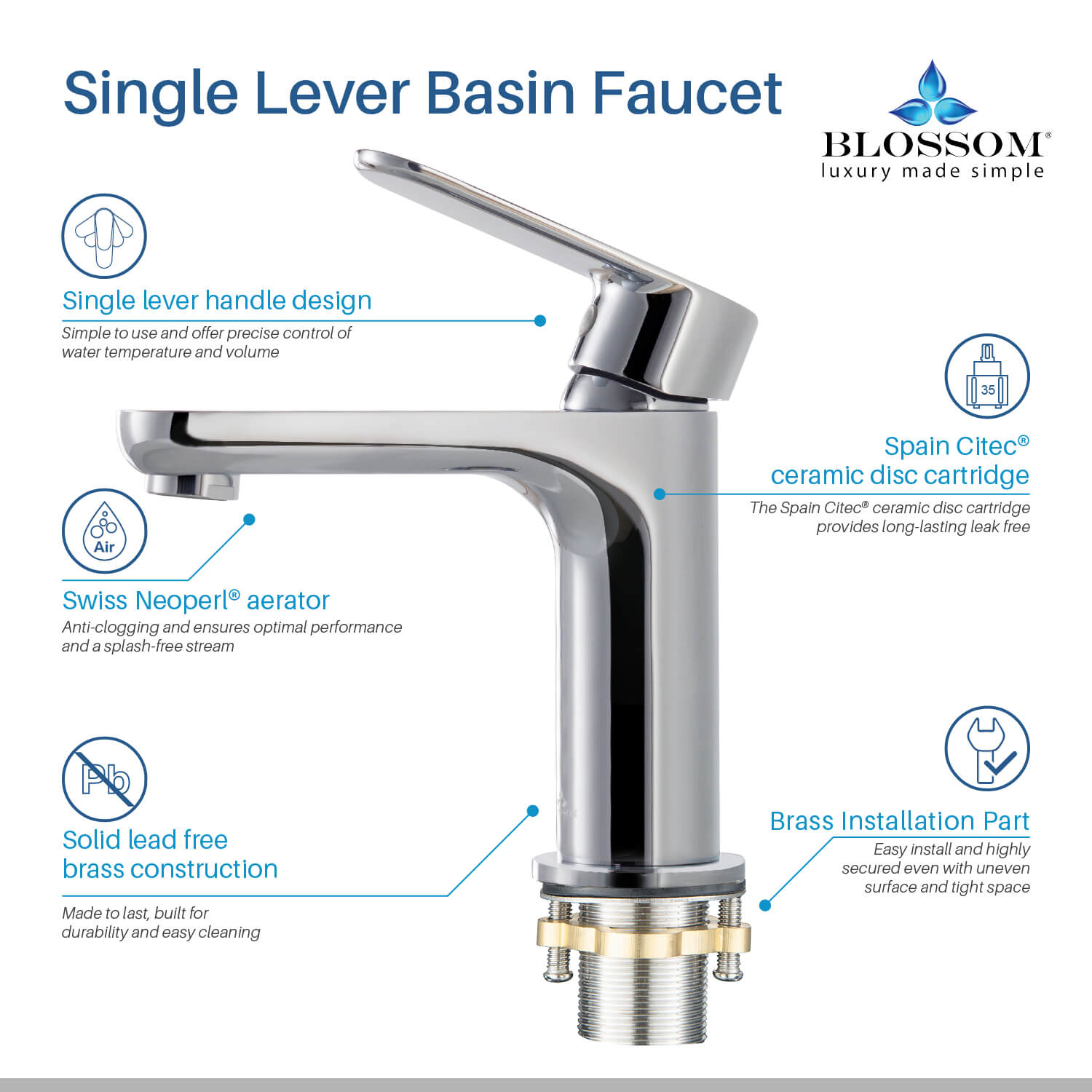 Blossom Single Handle Lavatory Faucet F01 119