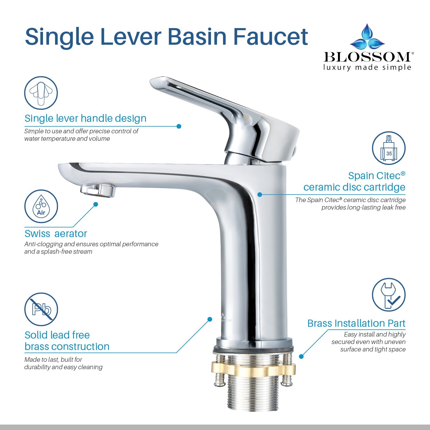 Blossom Single Handle Lavatory Faucet F01 120