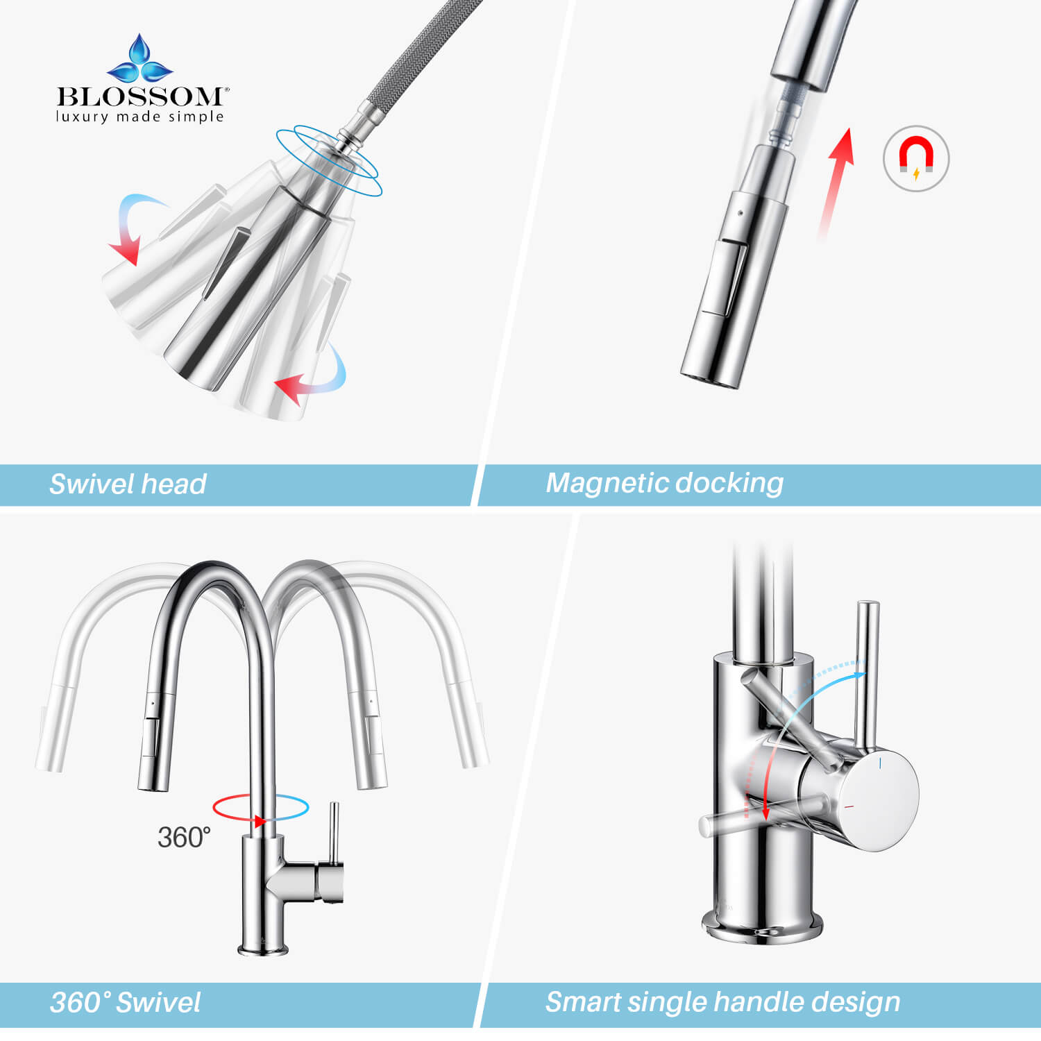 Single Handle Pull Down Kitchen Faucet - F01 206