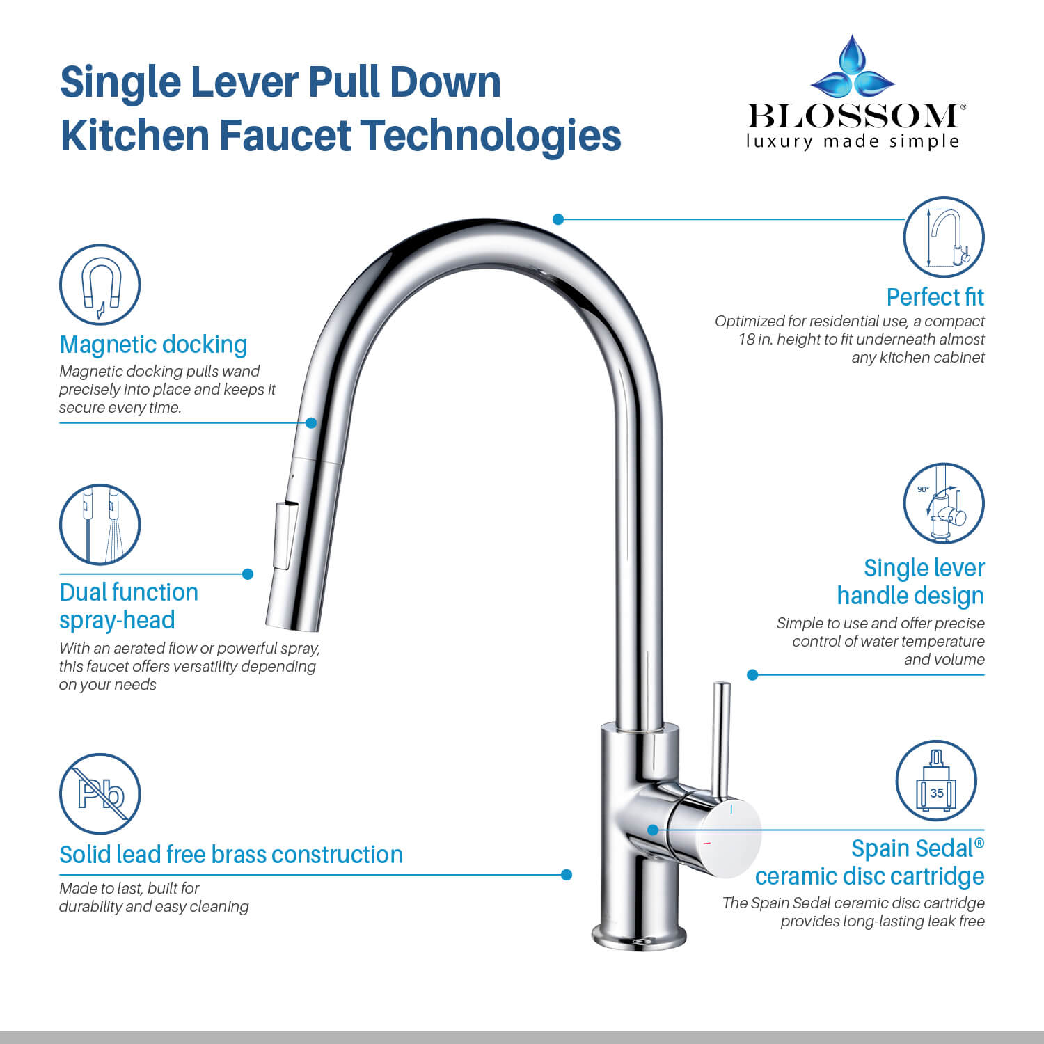 Single Handle Pull Down Kitchen Faucet - F01 206