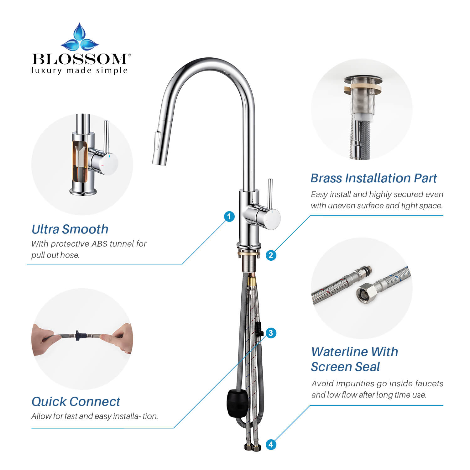 Single Handle Pull Down Kitchen Faucet - F01 206