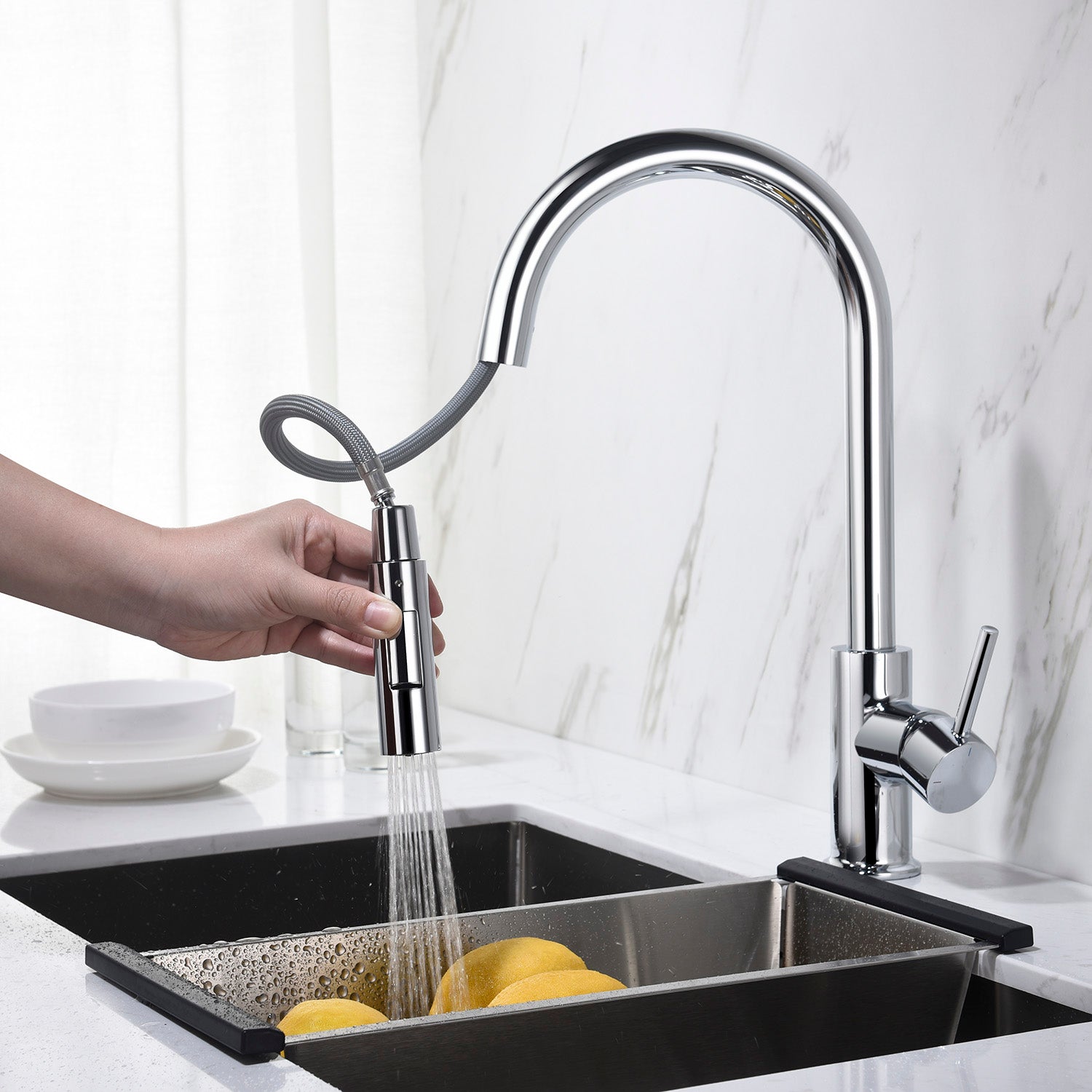 Single Handle Pull Down Kitchen Faucet - F01 206