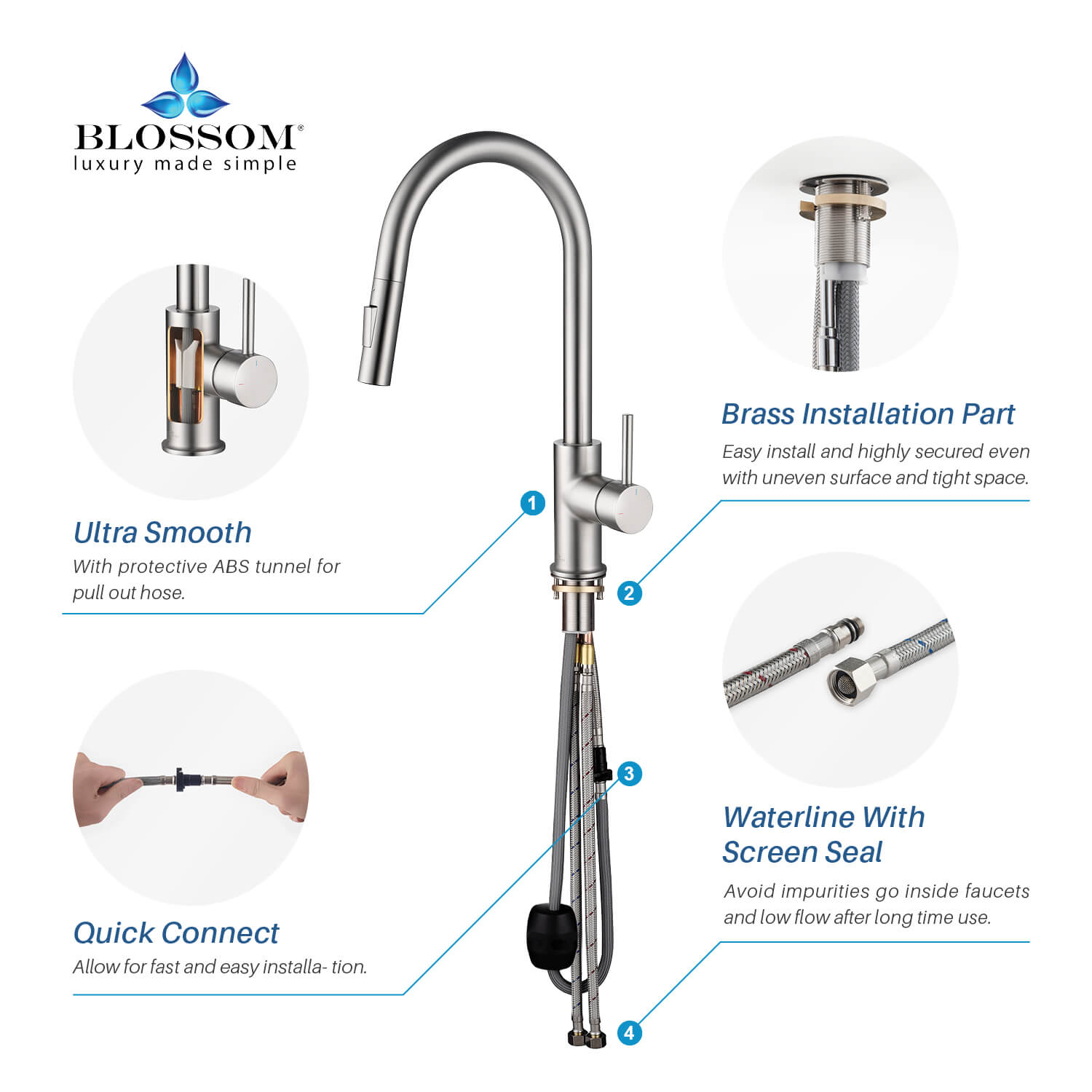 Single Handle Pull Down Kitchen Faucet - F01 206