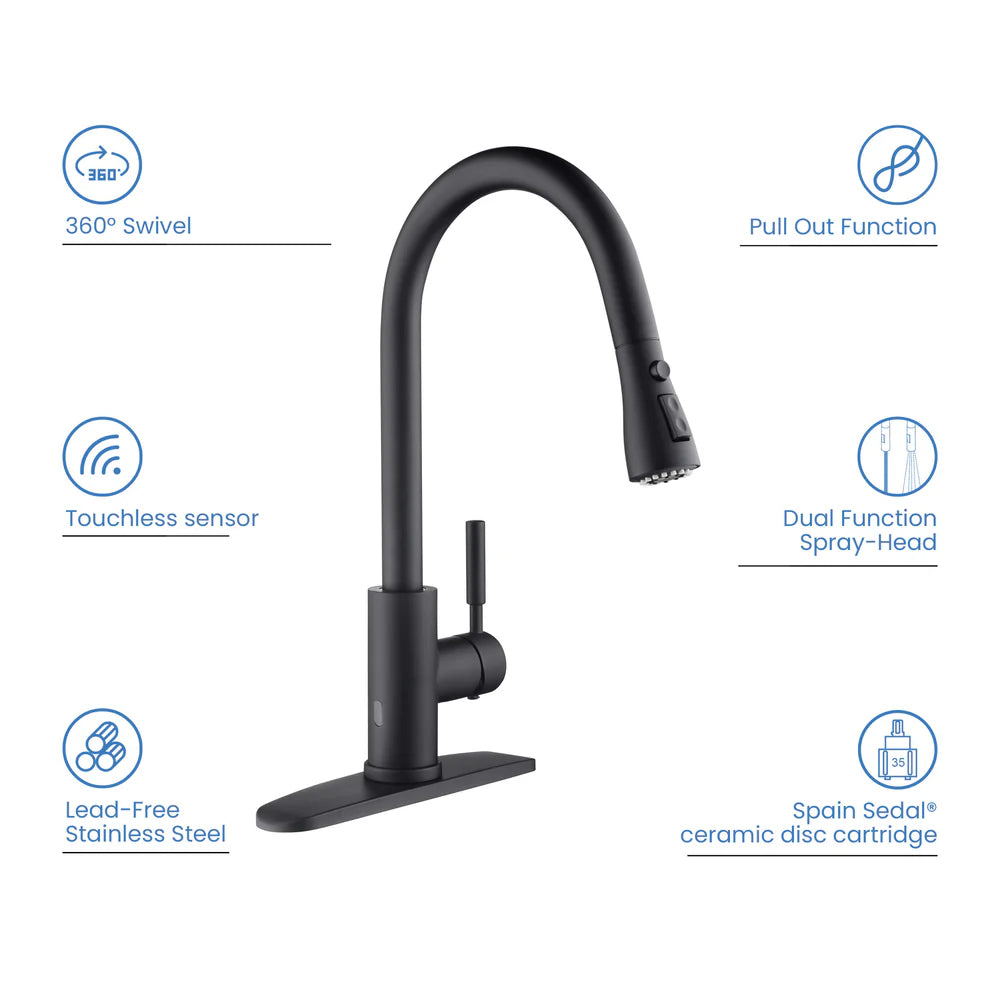 Value Collection - Single Handle Pull Down Kitchen Faucet With Touch Sensor - F102-S