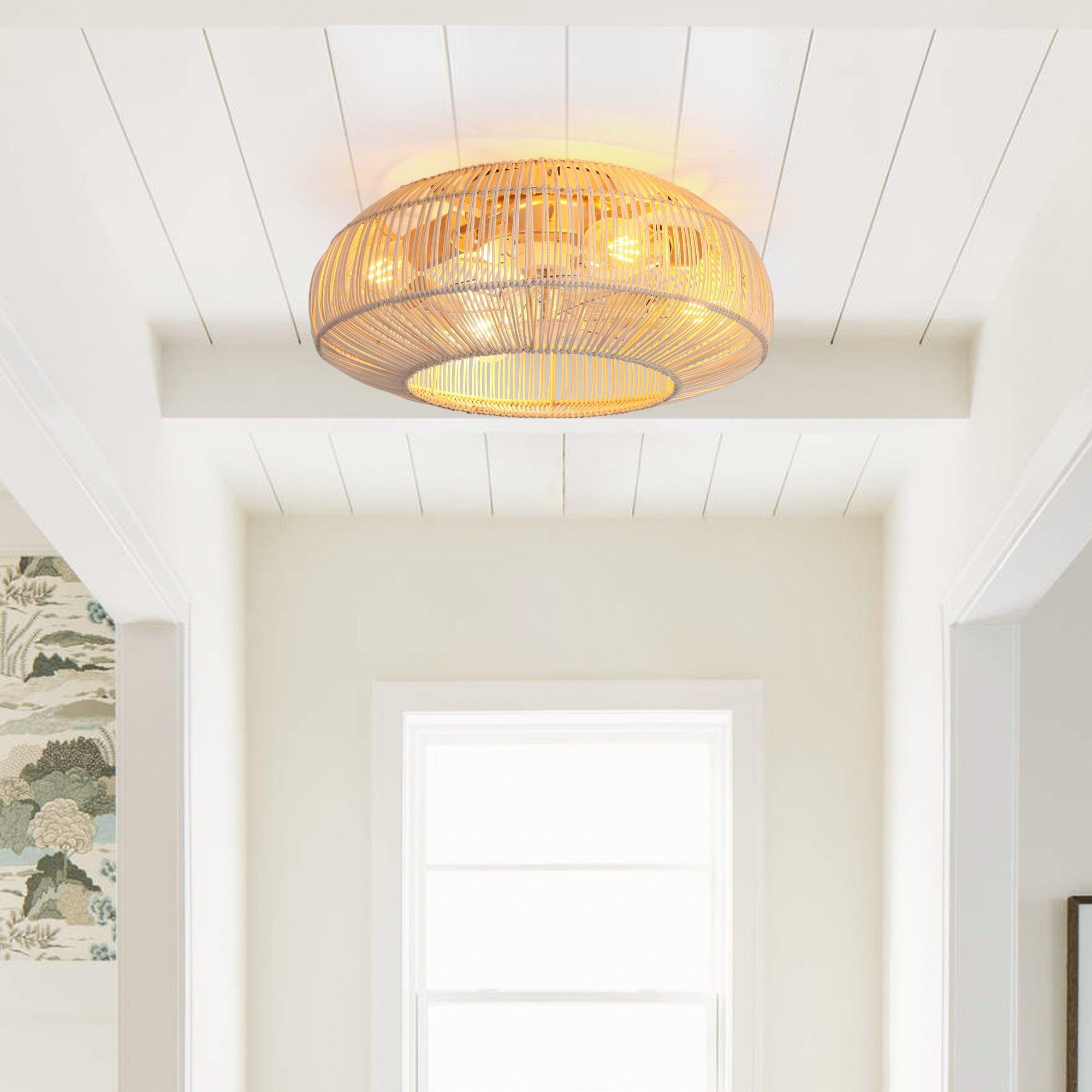 20 Inch Flora DC Motor Farmhouse Flush Mount Ceiling Fan with Light