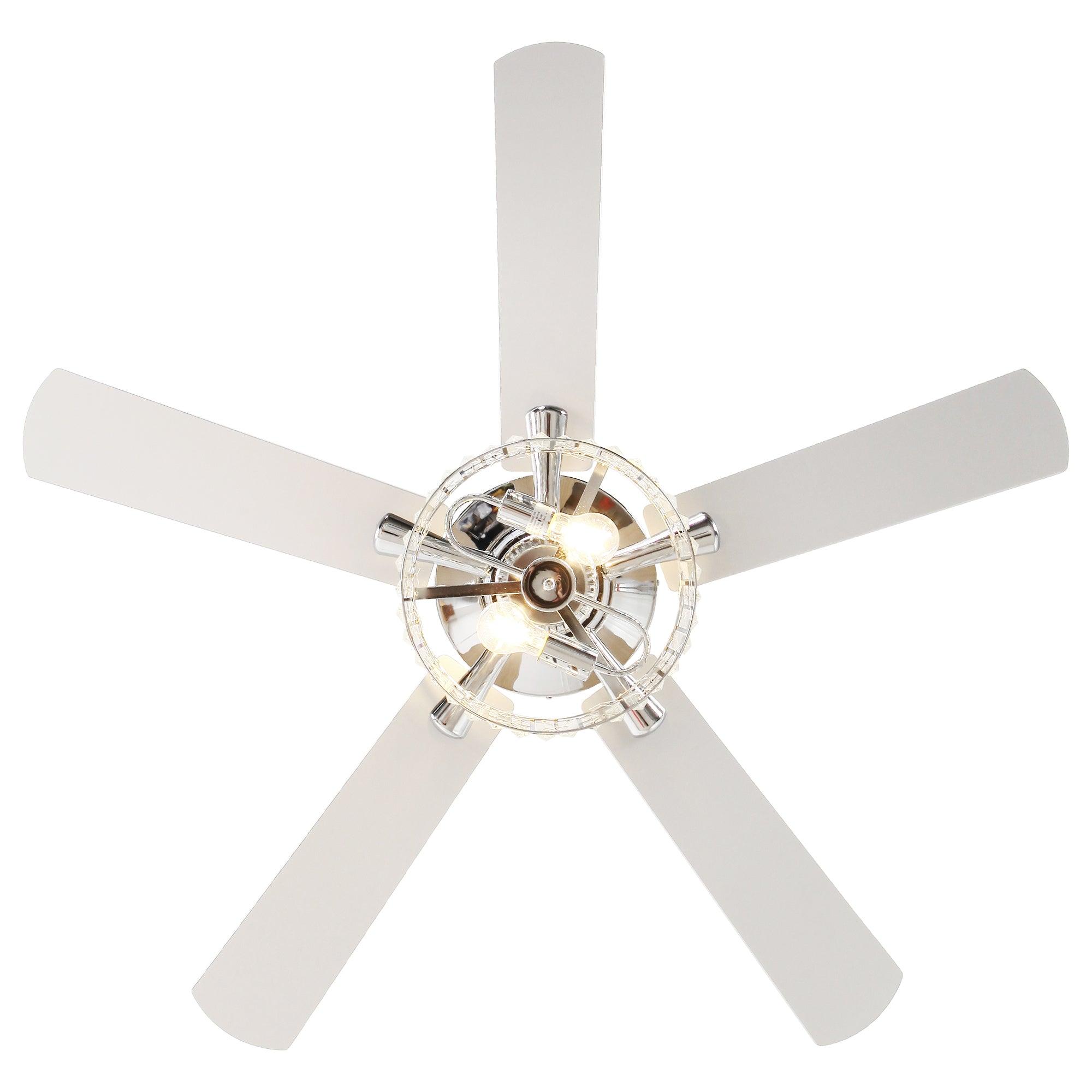 52" Dicken Modern Downrod Mount Reversible Crystal Ceiling Fan With Lighting