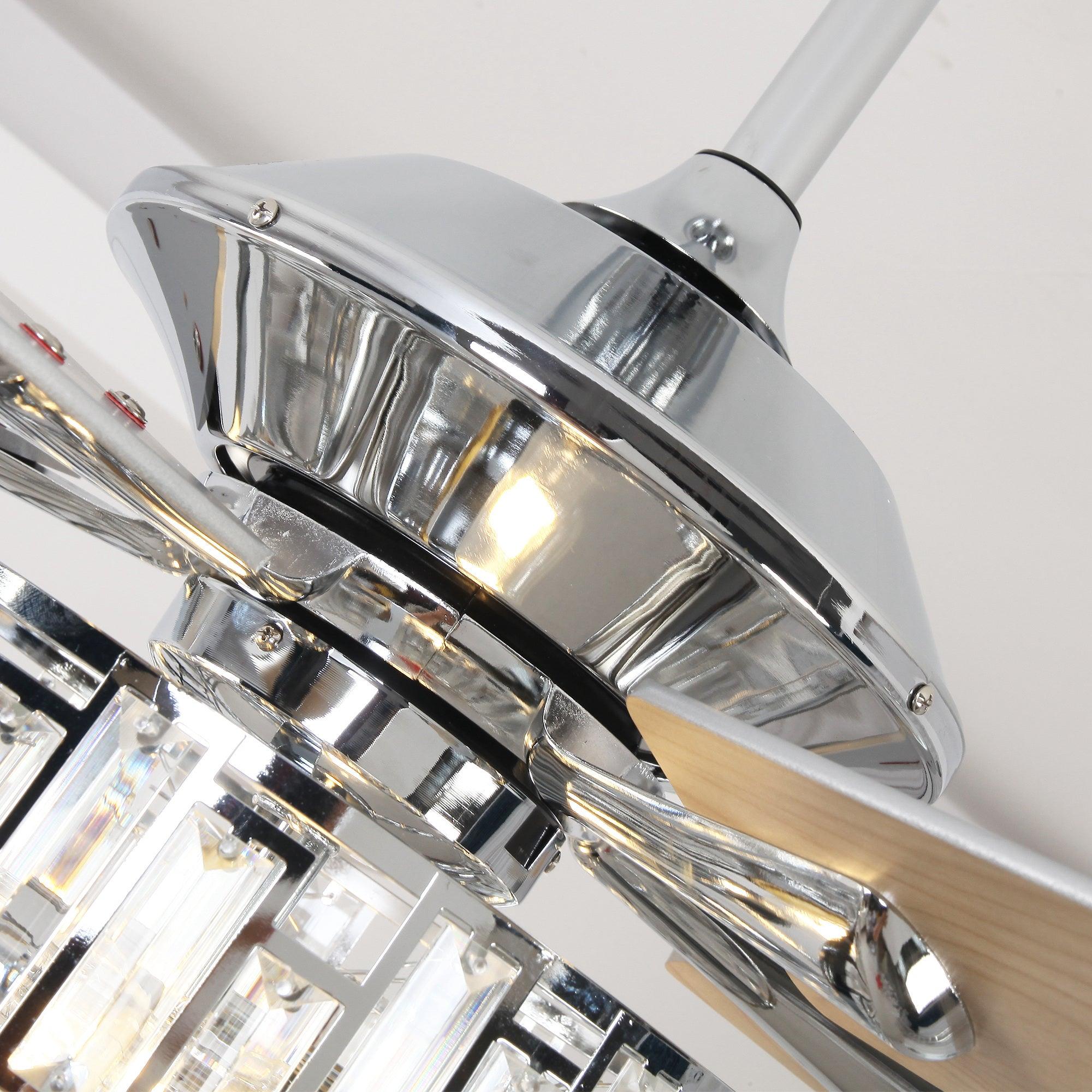 52" Dicken Modern Downrod Mount Reversible Crystal Ceiling Fan With Lighting