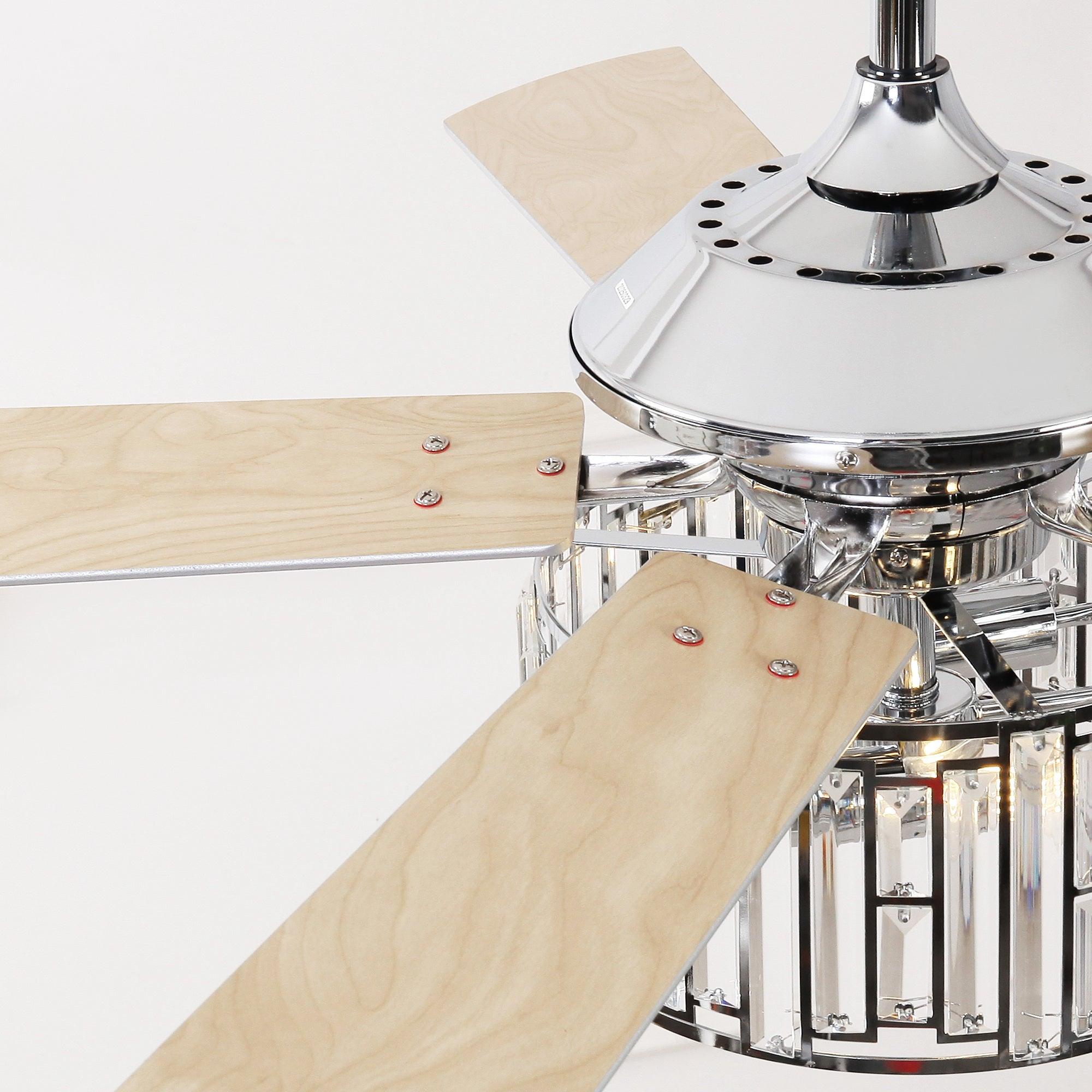 52" Dicken Modern Downrod Mount Reversible Crystal Ceiling Fan With Lighting