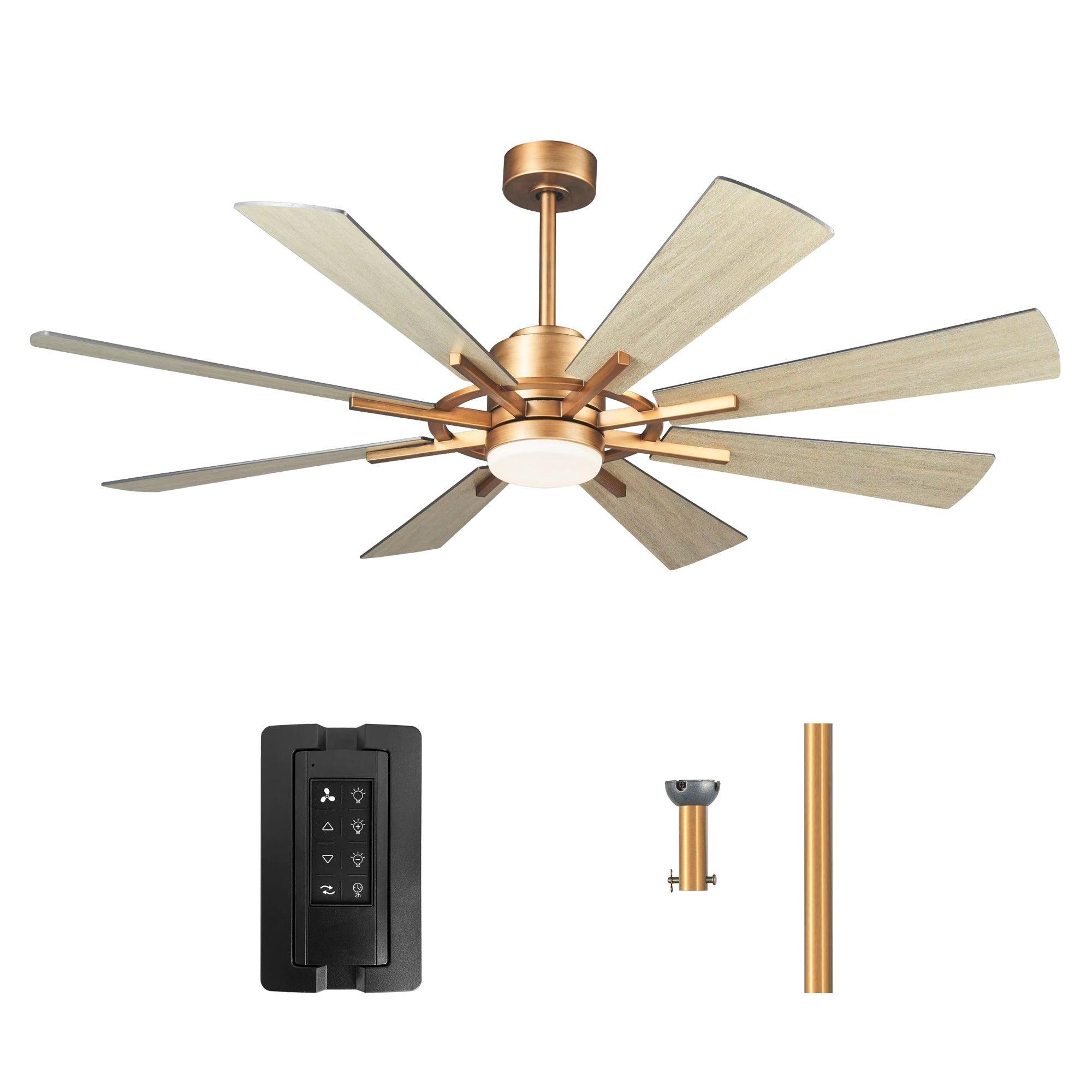 60" Oretha Windmill 8 Blade Led Indoor Oil Rubbed Bronze Ceiling Fan With Remote And Light Kit Included