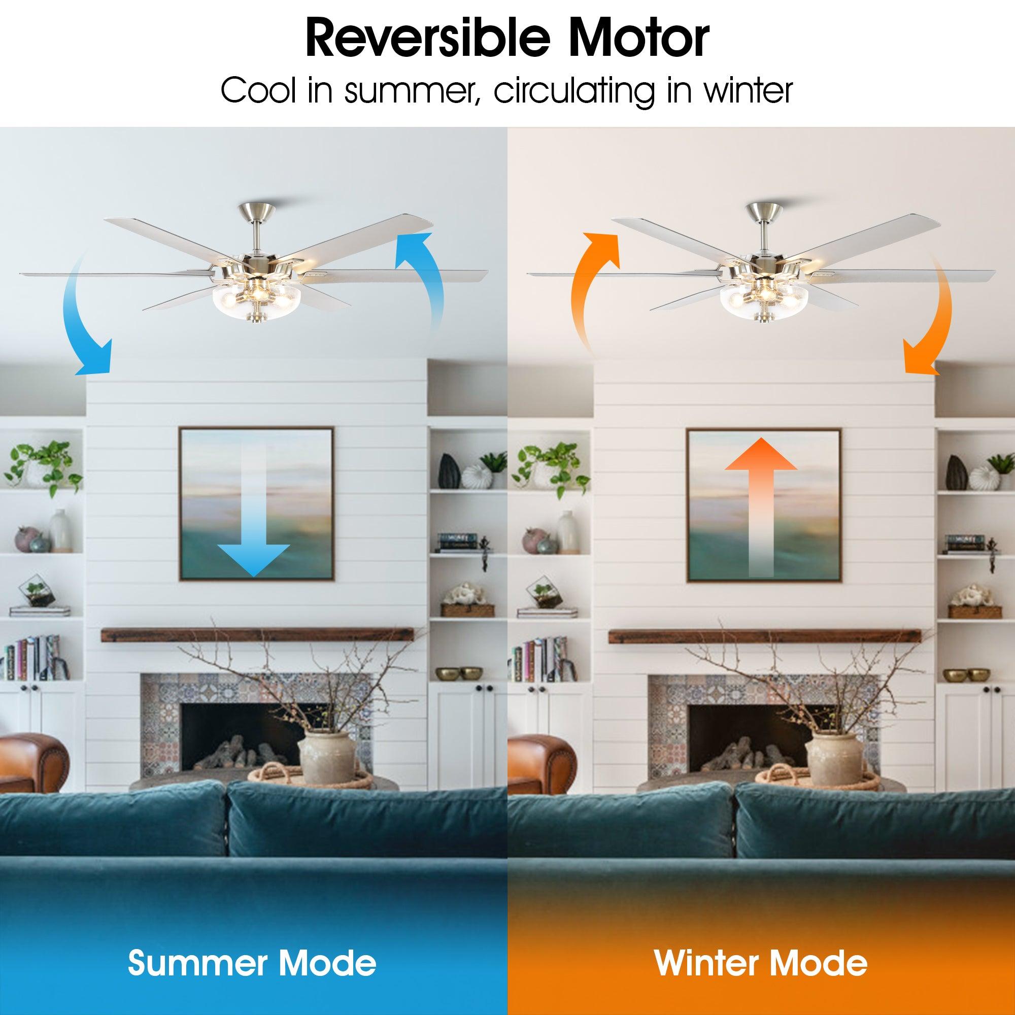 70'' Modern Satin Nickel 6 Blade Ceiling Fan