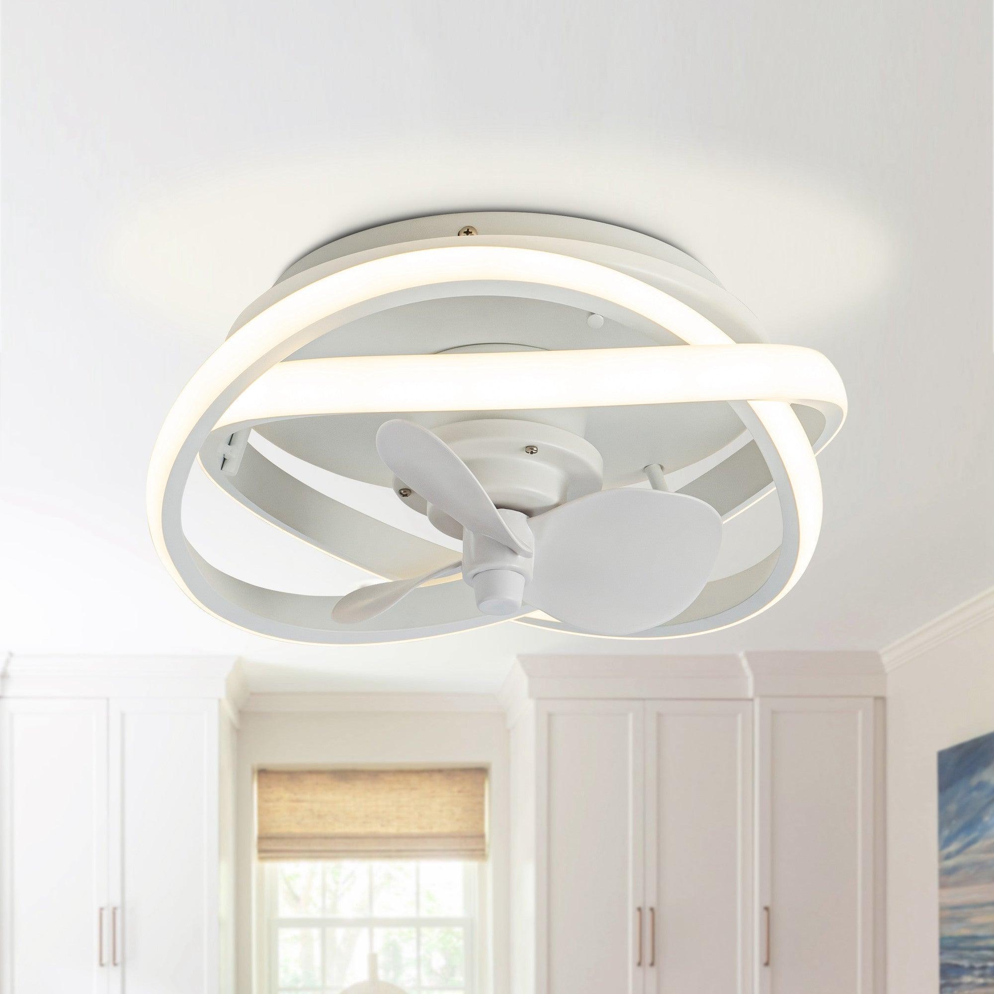 Vaczon 13" Flush Mount Caged Fan with Light and Remote Control