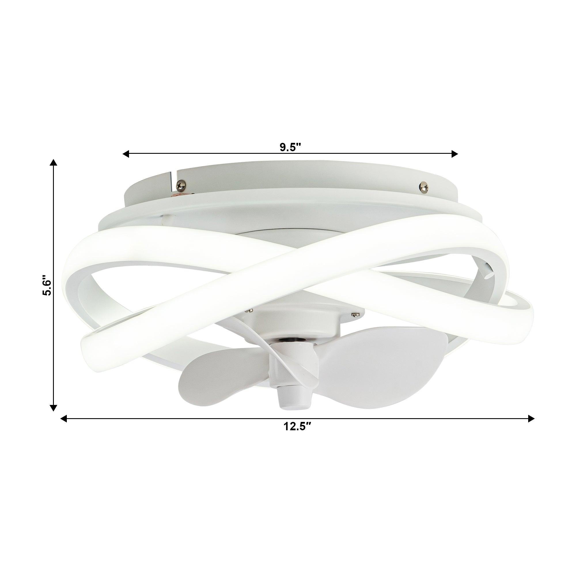Vaczon 13" Flush Mount Caged Fan with Light and Remote Control